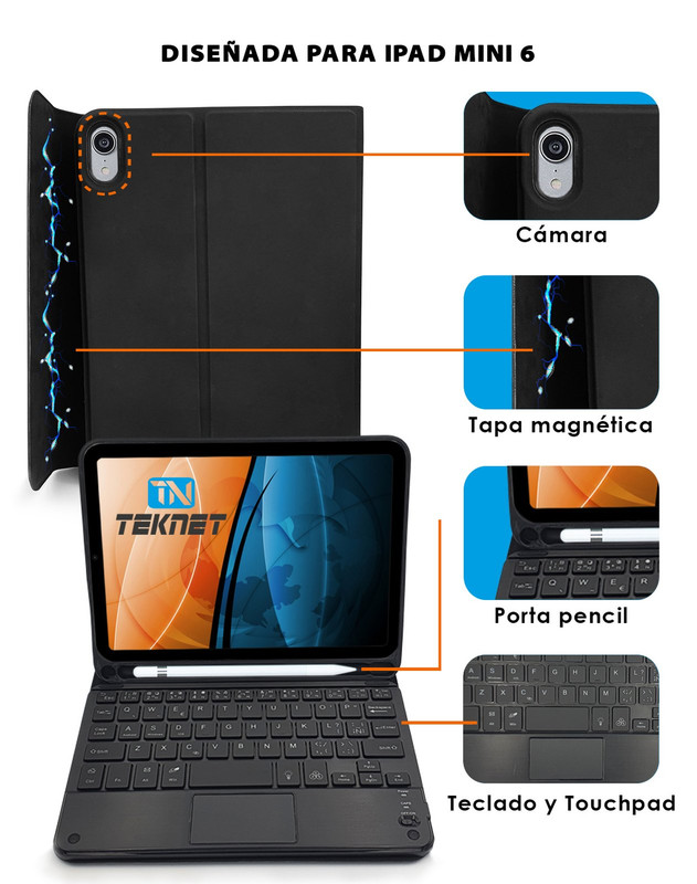 Foto 3 pulgar | Teclado Teknet Funda Bluetooth Para Ipad Mini 6 8.3''