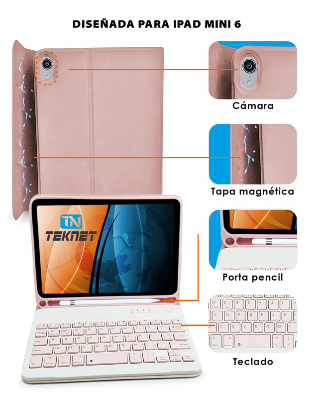 Foto 3 pulgar | Teclado Teknet Funda Bluetooth Para Ipad Mini 6 8.3''