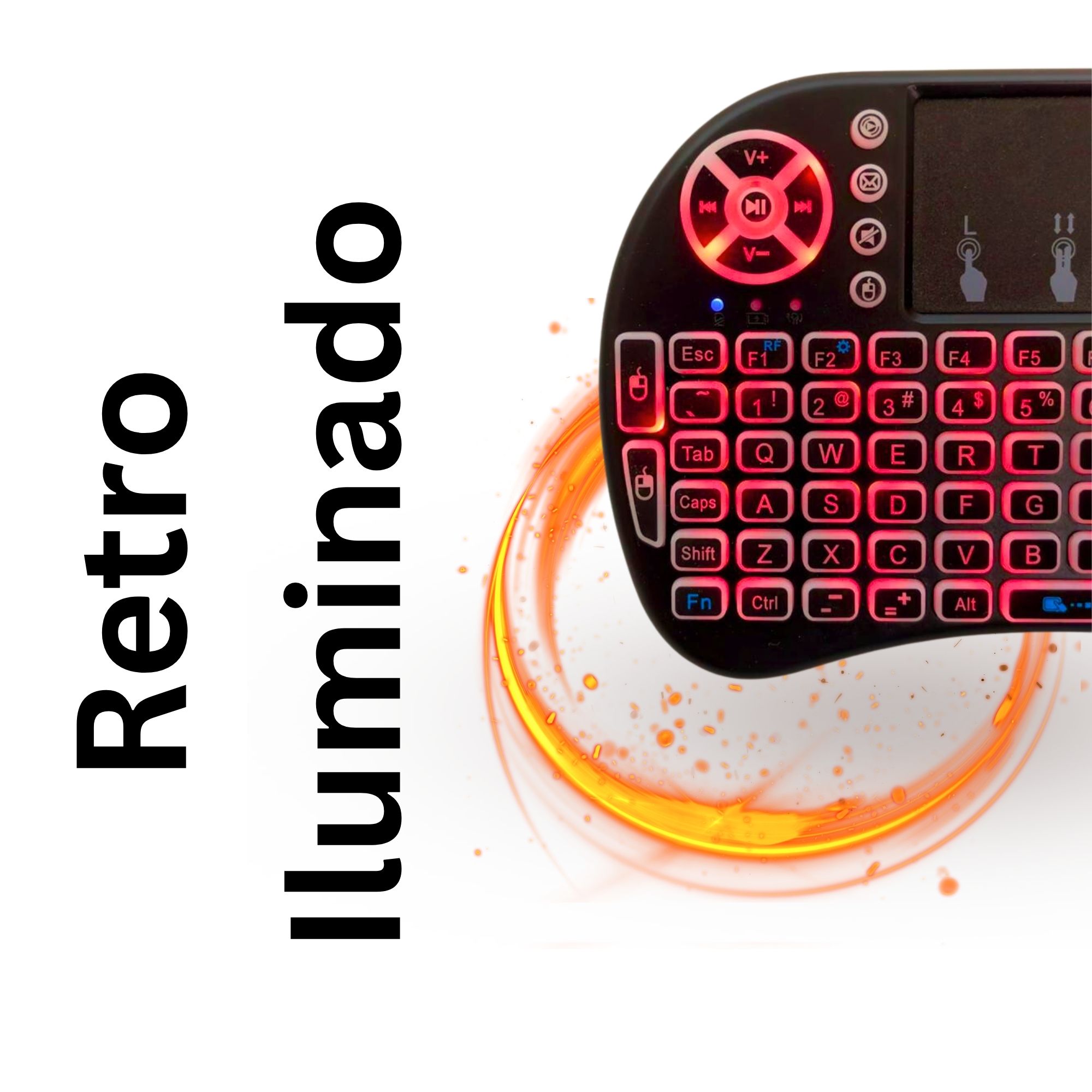 Foto 3 pulgar | Mini Teclado Inalámbrico Recargable Con Iluminación Para Smart Tv Consolas Y Computadora Ergonómico Y Retroiluminado