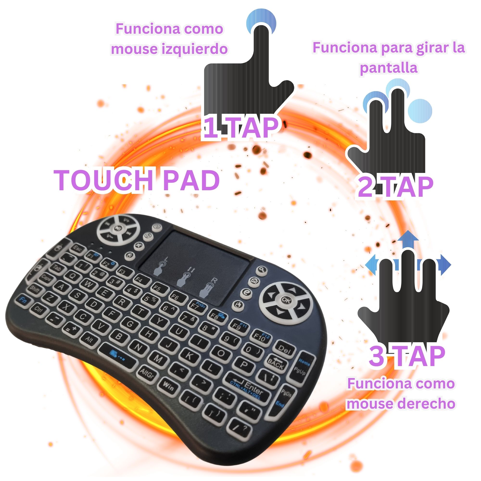 Foto 5 pulgar | Mini Teclado Inalámbrico Recargable Con Iluminación Para Smart Tv Consolas Y Computadora Ergonómico Y Retroiluminado