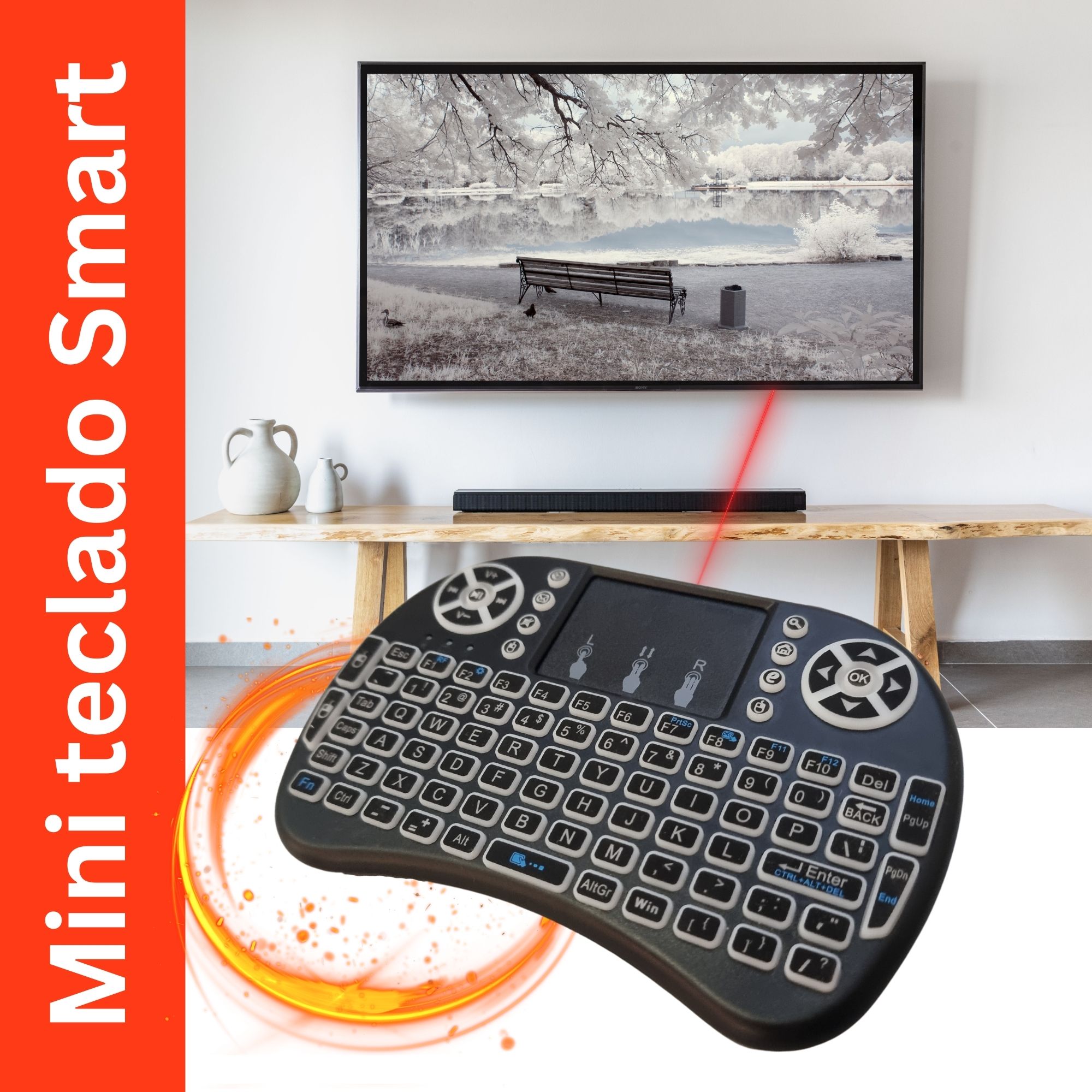 Foto 6 pulgar | Mini Teclado Inalámbrico Recargable Con Iluminación Para Smart Tv Consolas Y Computadora Ergonómico Y Retroiluminado