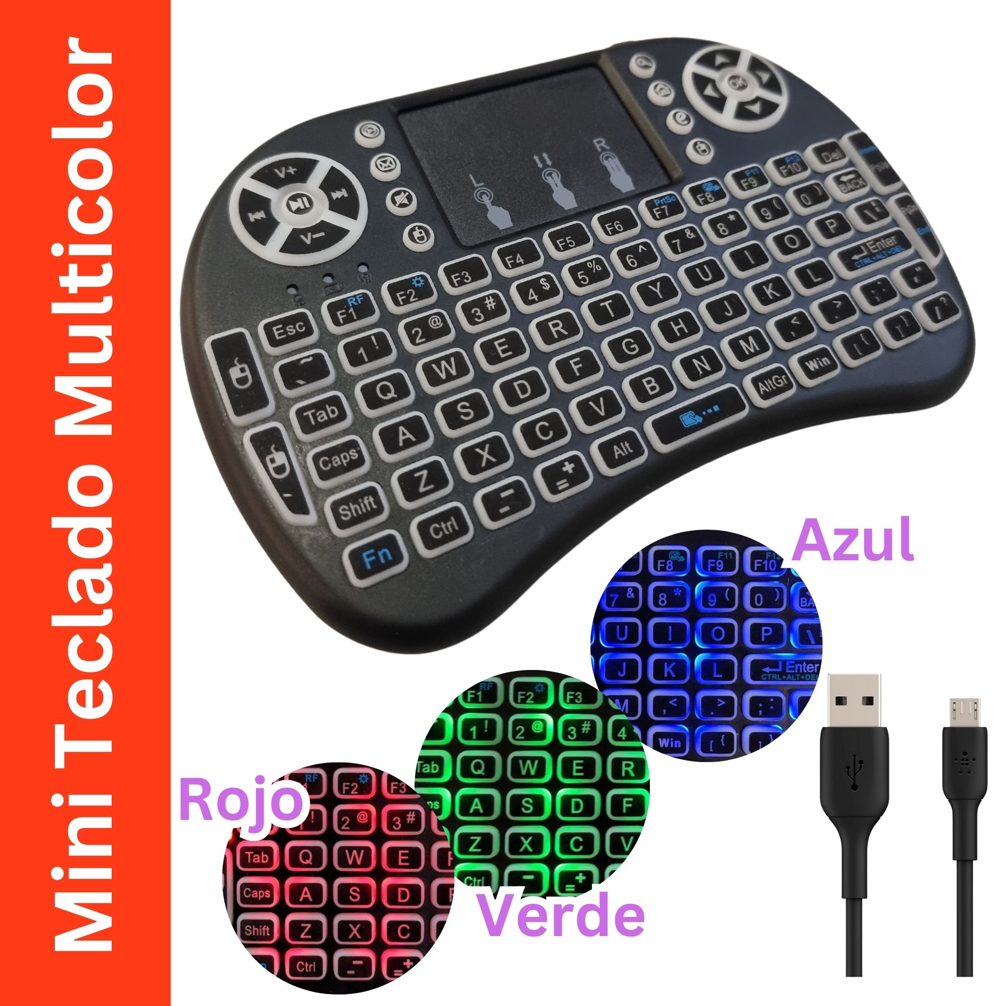 Foto 7 pulgar | Mini Teclado Inalámbrico Recargable Con Iluminación Para Smart Tv Consolas Y Computadora Ergonómico Y Retroiluminado