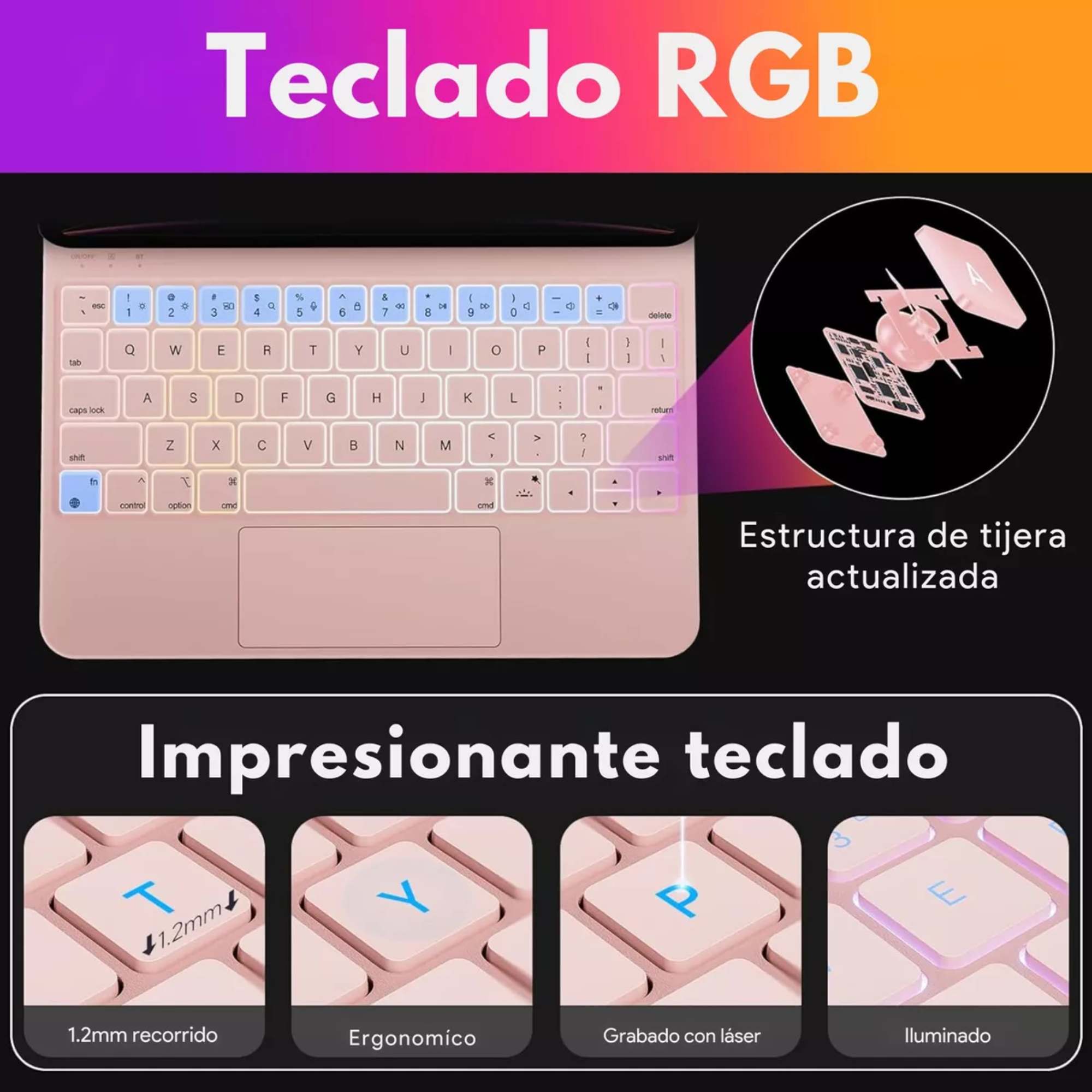 Foto 9 pulgar | Funda Teclado Magic Keyboard Para Ipad 10th Gen 2022 Rgb