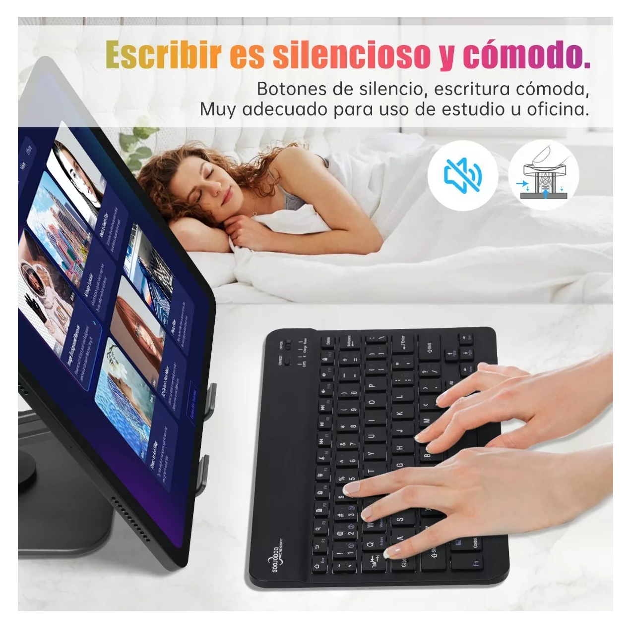 Foto 4 pulgar | Teclado Inalámbrico Bluetooth Para Ipad Android Pc Negro