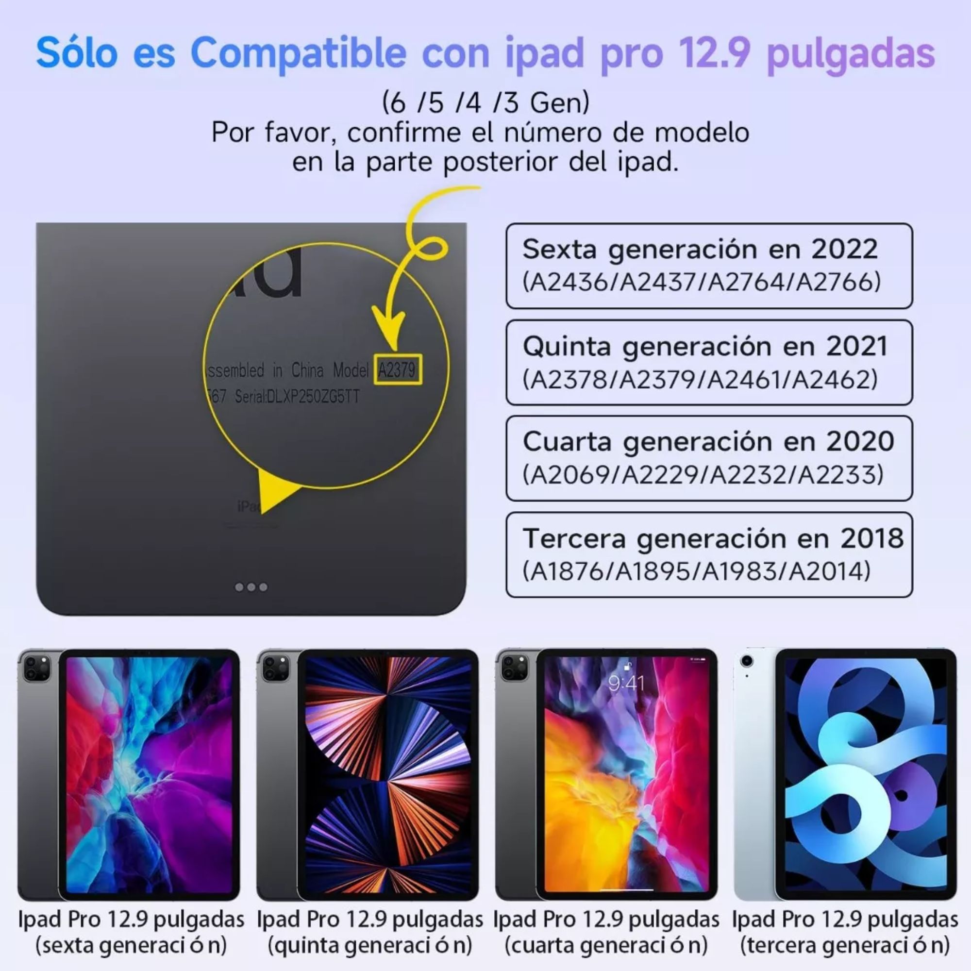 Foto 3 | Funda Teclado Magic Keyboard Para Ipad Air Pro 12.9 Color Blanco + Pencil