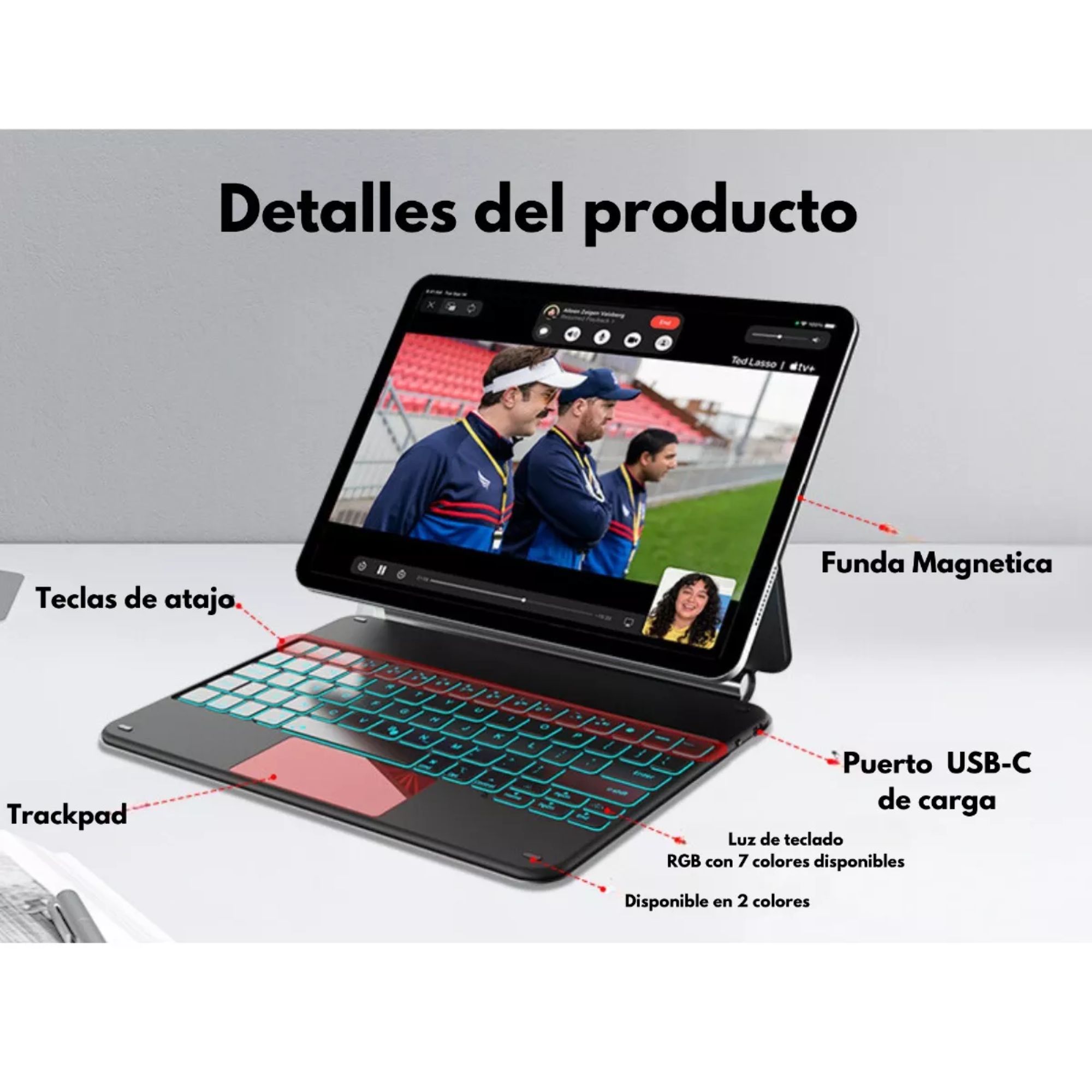 Foto 4 | Funda Teclado Magic Keyboard Para Ipad Air Pro 12.9 Color Blanco + Pencil