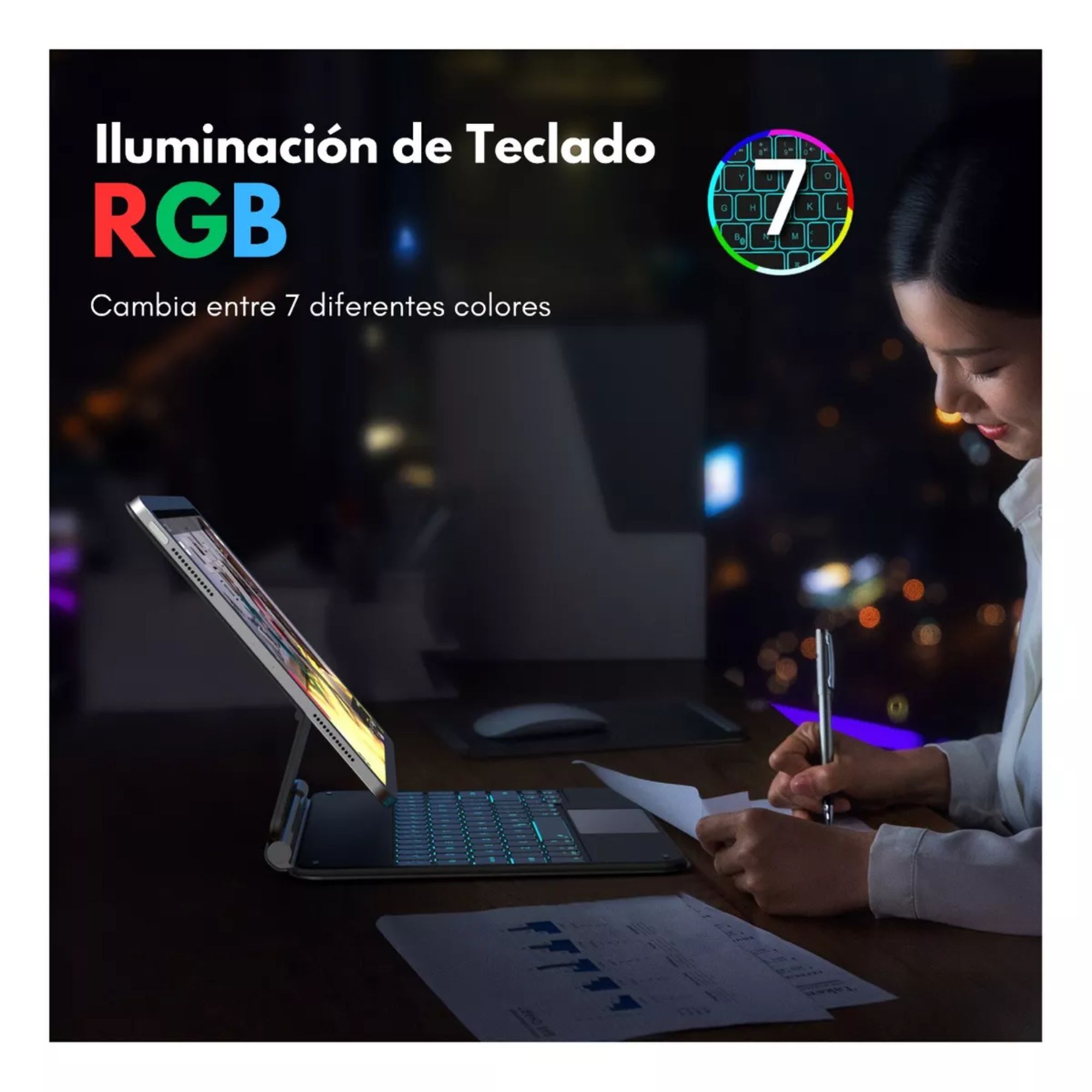 Foto 7 pulgar | Funda Teclado Magic Keyboard Para Ipad Air Pro 12.9 Color Blanco + Pencil