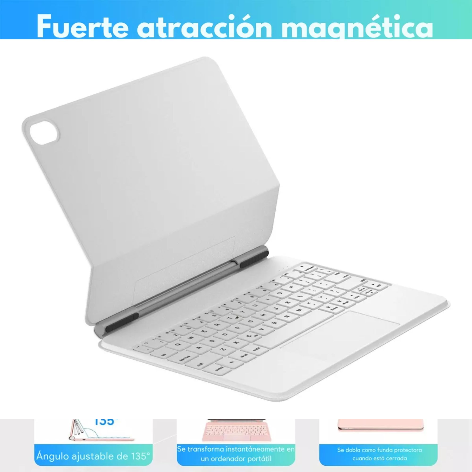 Foto 4 | Funda Teclado Magic Keyboard Para Ipad Air Pro 11 Color Blanco + Pencil
