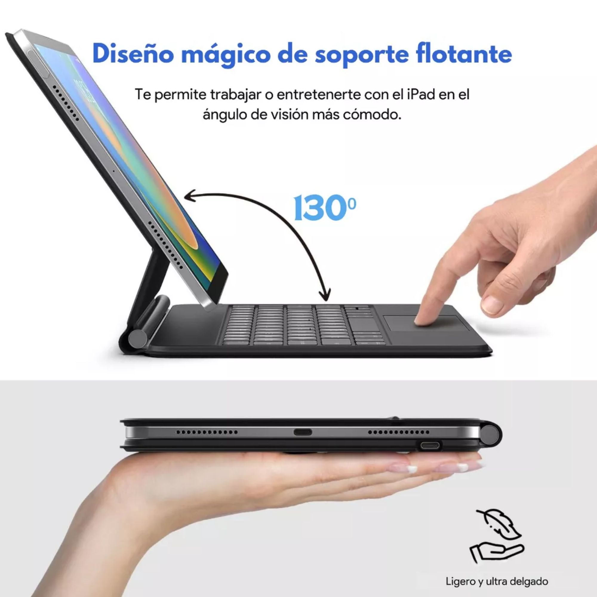Foto 9 pulgar | Funda Teclado Magic Keyboard Para Ipad Air Pro 11 Color Blanco + Pencil