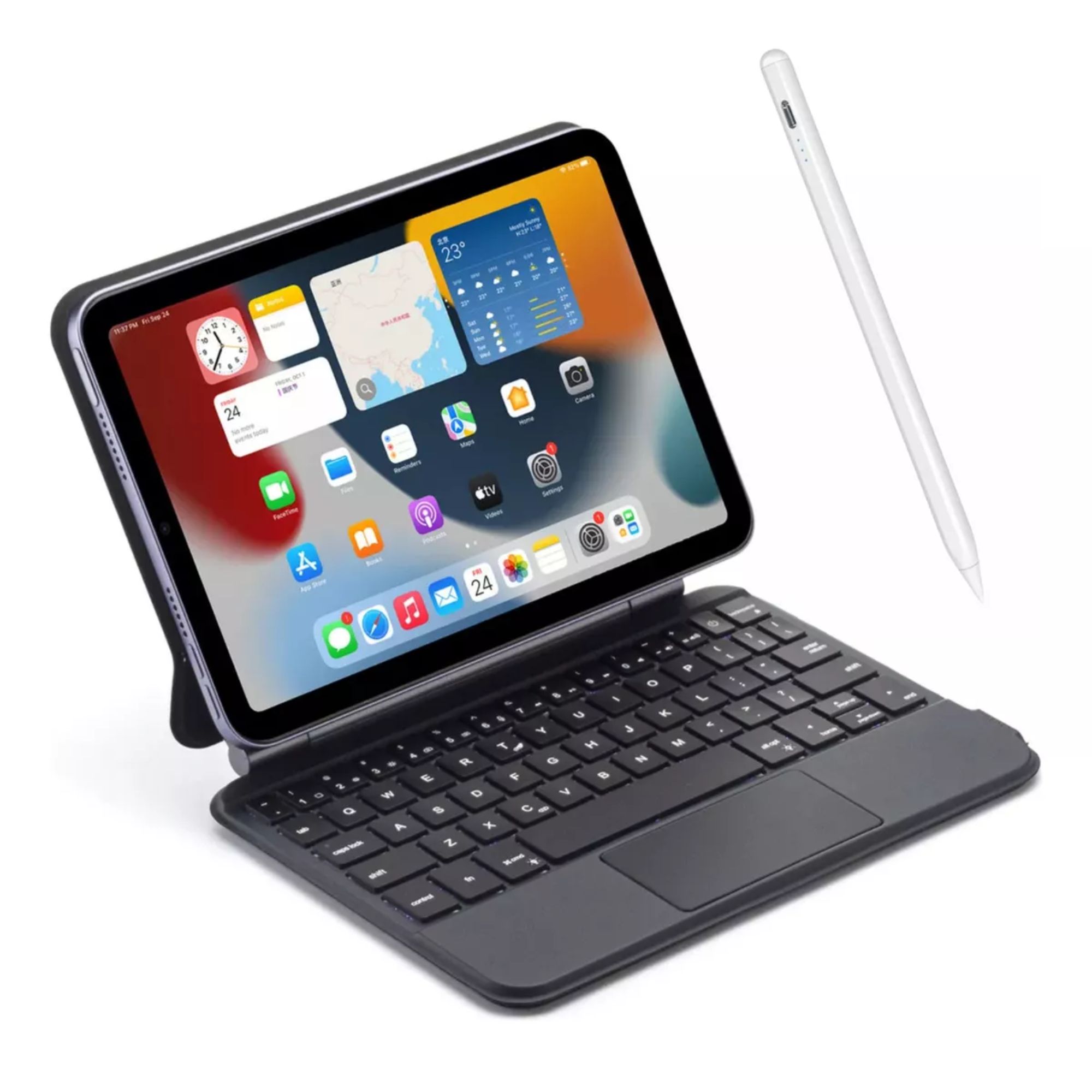 Magic Keyboard Funda Teclado Para Ipad Mini 6/7 Color Negro + Pencil