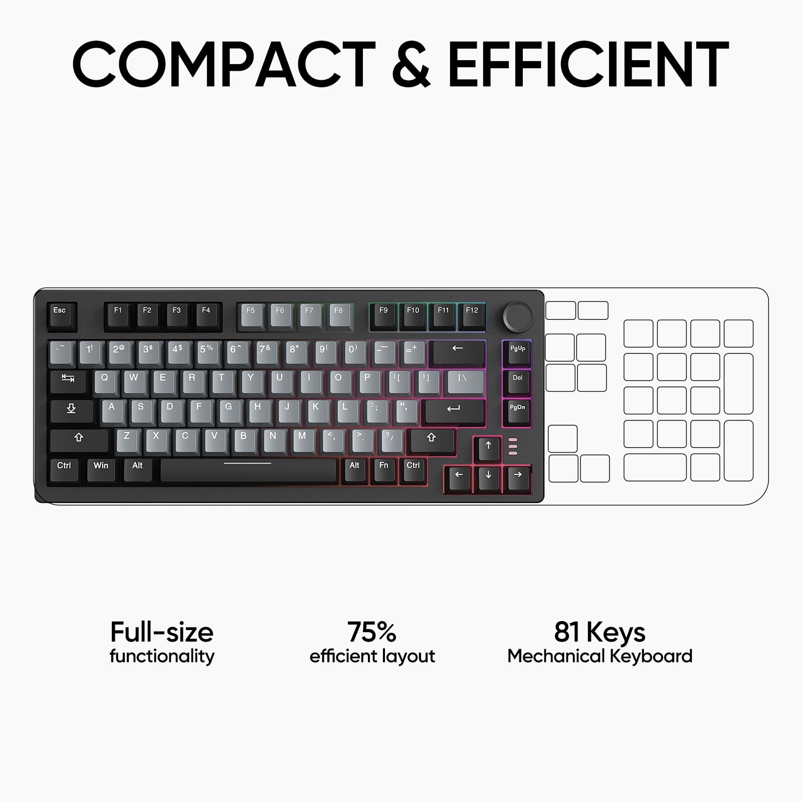 Foto 3 pulgar | Teclado Para Juegos Arzopa K81 75% Cableado Con Retroiluminación Rainbow - Venta Internacional.
