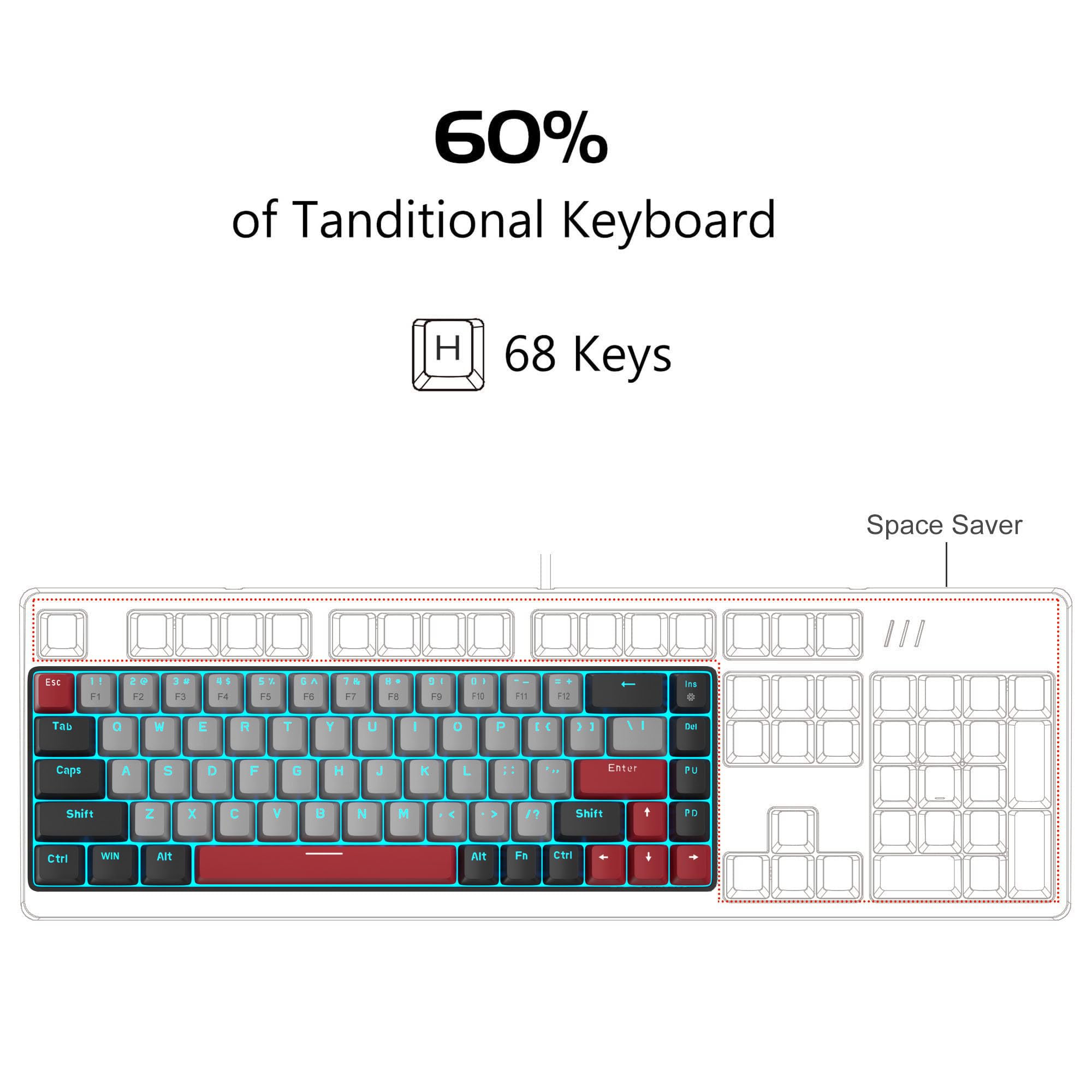 Foto 2 | Teclado Mecánico Para Juegos Magegee Mk-box 68 Teclas Gris/negro - Venta Internacional.