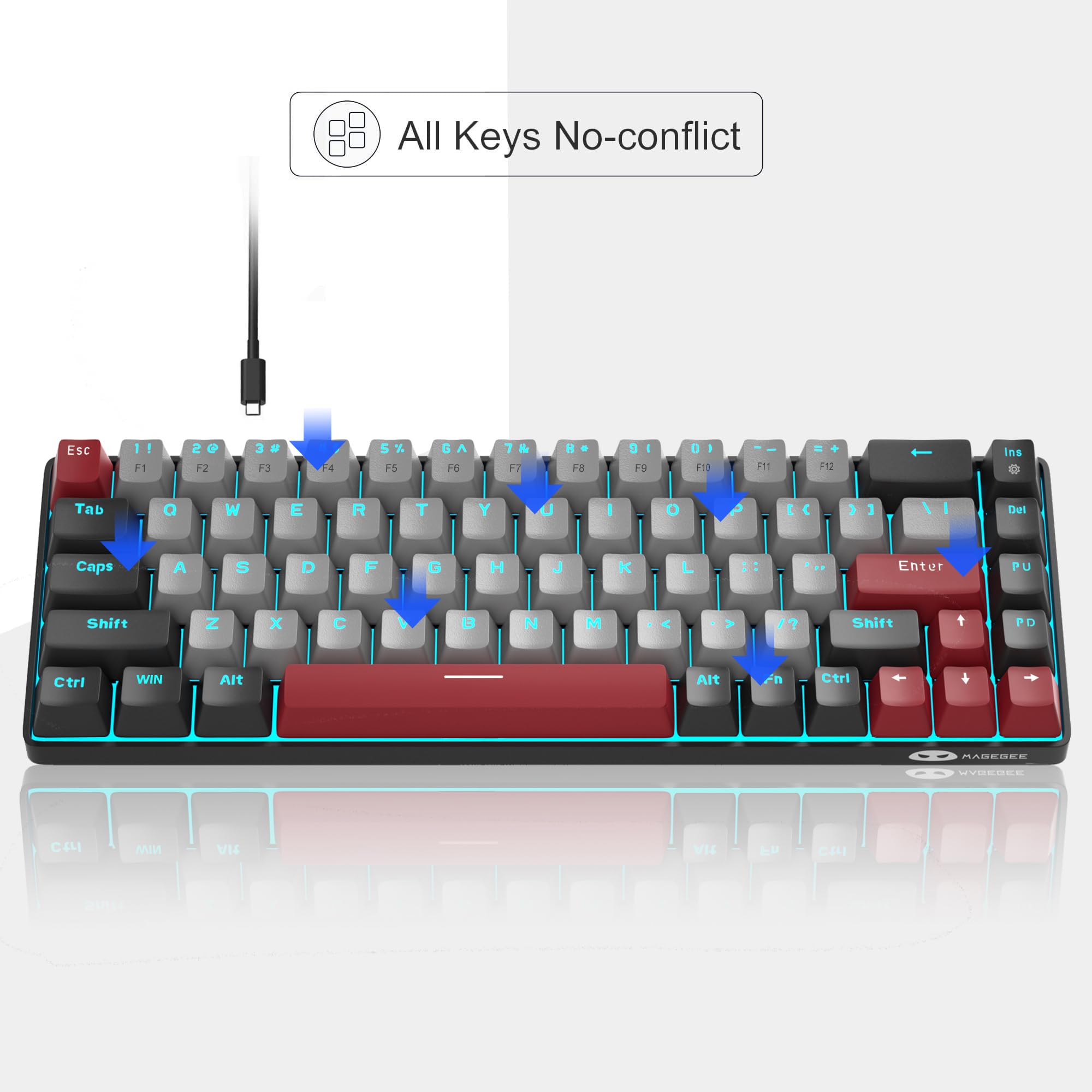 Foto 4 | Teclado Mecánico Para Juegos Magegee Mk-box 68 Teclas Gris/negro - Venta Internacional.