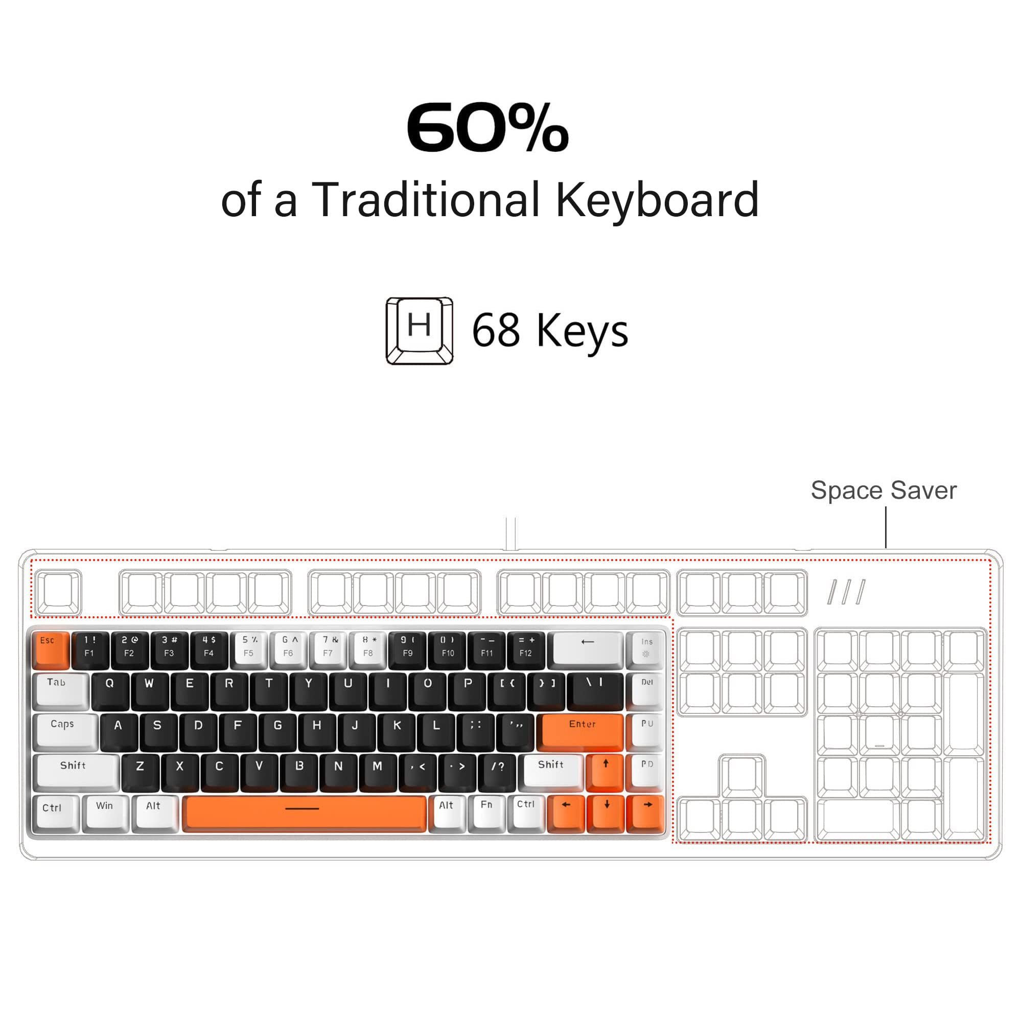 Foto 3 pulgar | Teclado Mecánico Para Juegos Magegee Mk-box 68 Teclas Negro/blanco - Venta Internacional.