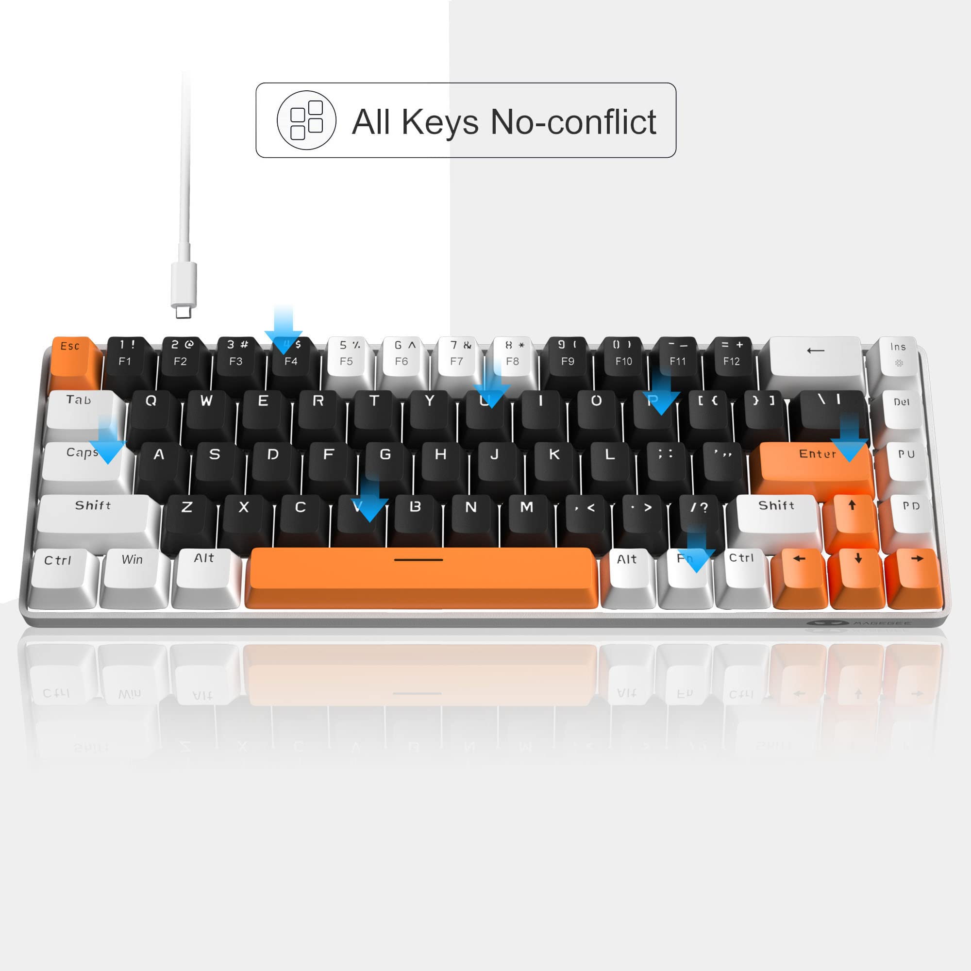 Foto 5 pulgar | Teclado Mecánico Para Juegos Magegee Mk-box 68 Teclas Negro/blanco - Venta Internacional.