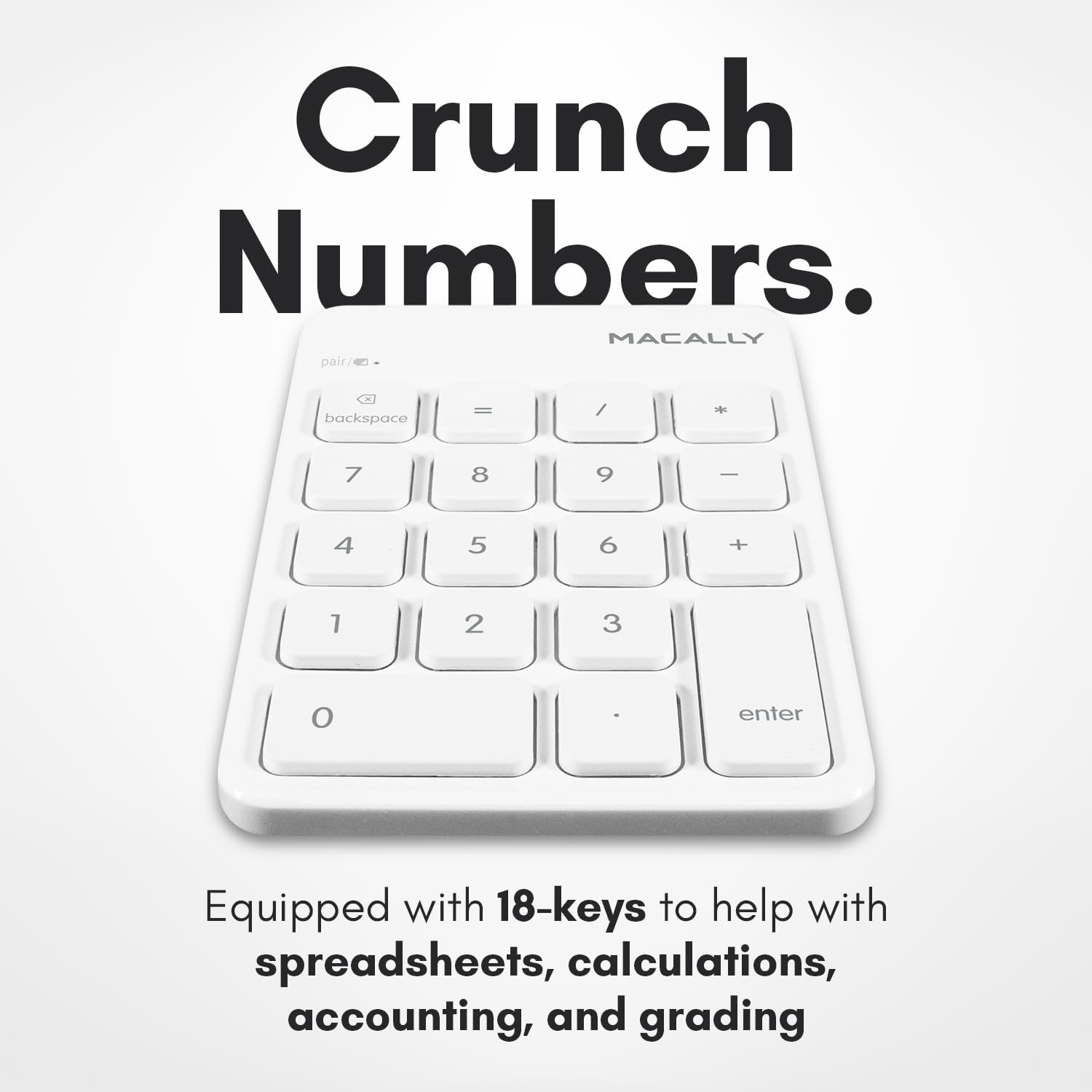 Foto 4 pulgar | Teclado Numérico Bluetooth Macally Para Portátil Mac Windows, Blanco - Venta Internacional.
