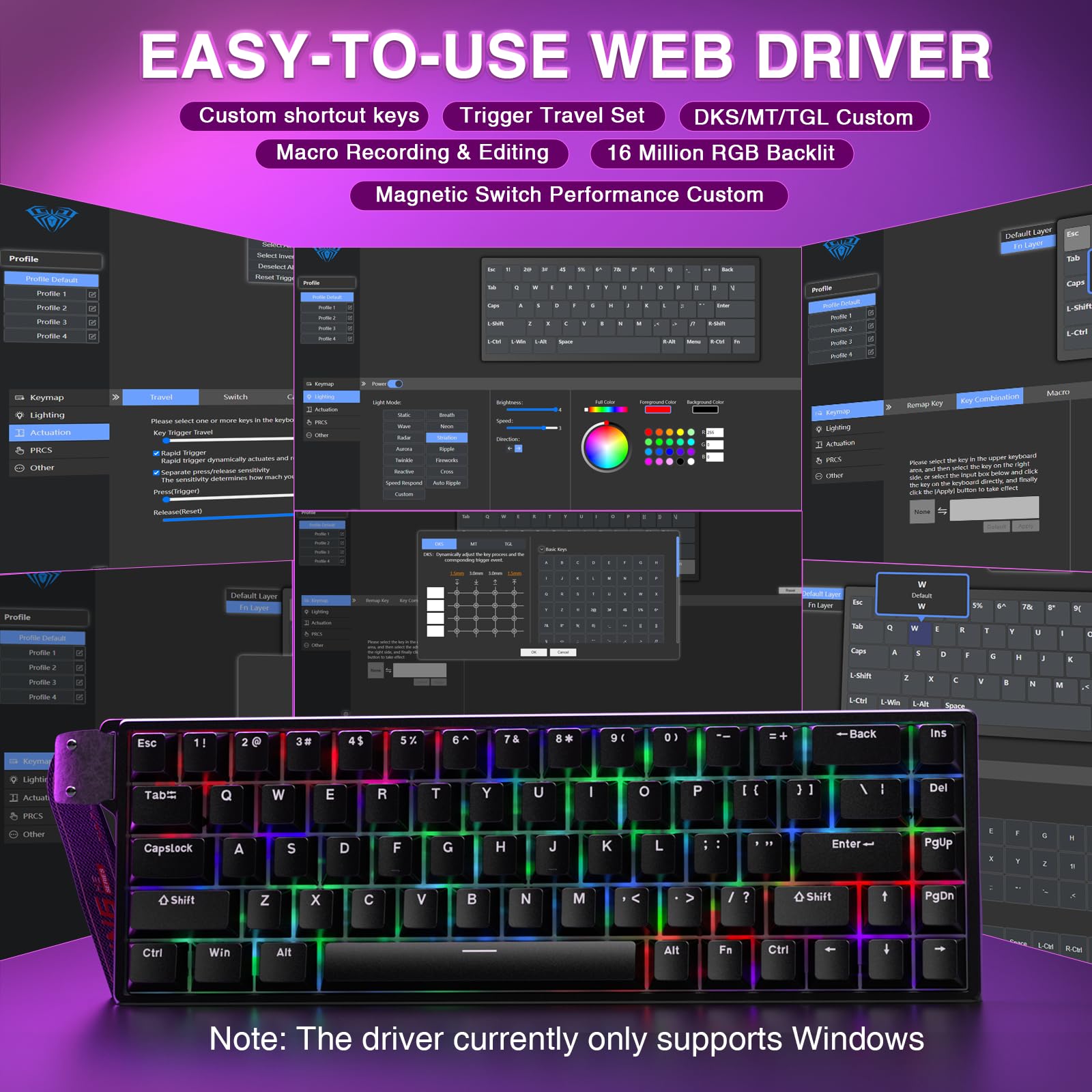 Foto 6 pulgar | Teclado Gaming Aula Win68 He Mechanical 60% Retroiluminado Rgb - Venta Internacional.