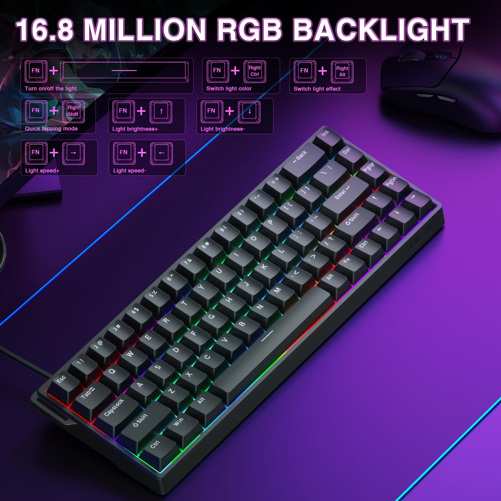 Foto 7 pulgar | Teclado Gaming Aula Win68 He Mechanical 60% Retroiluminado Rgb - Venta Internacional.
