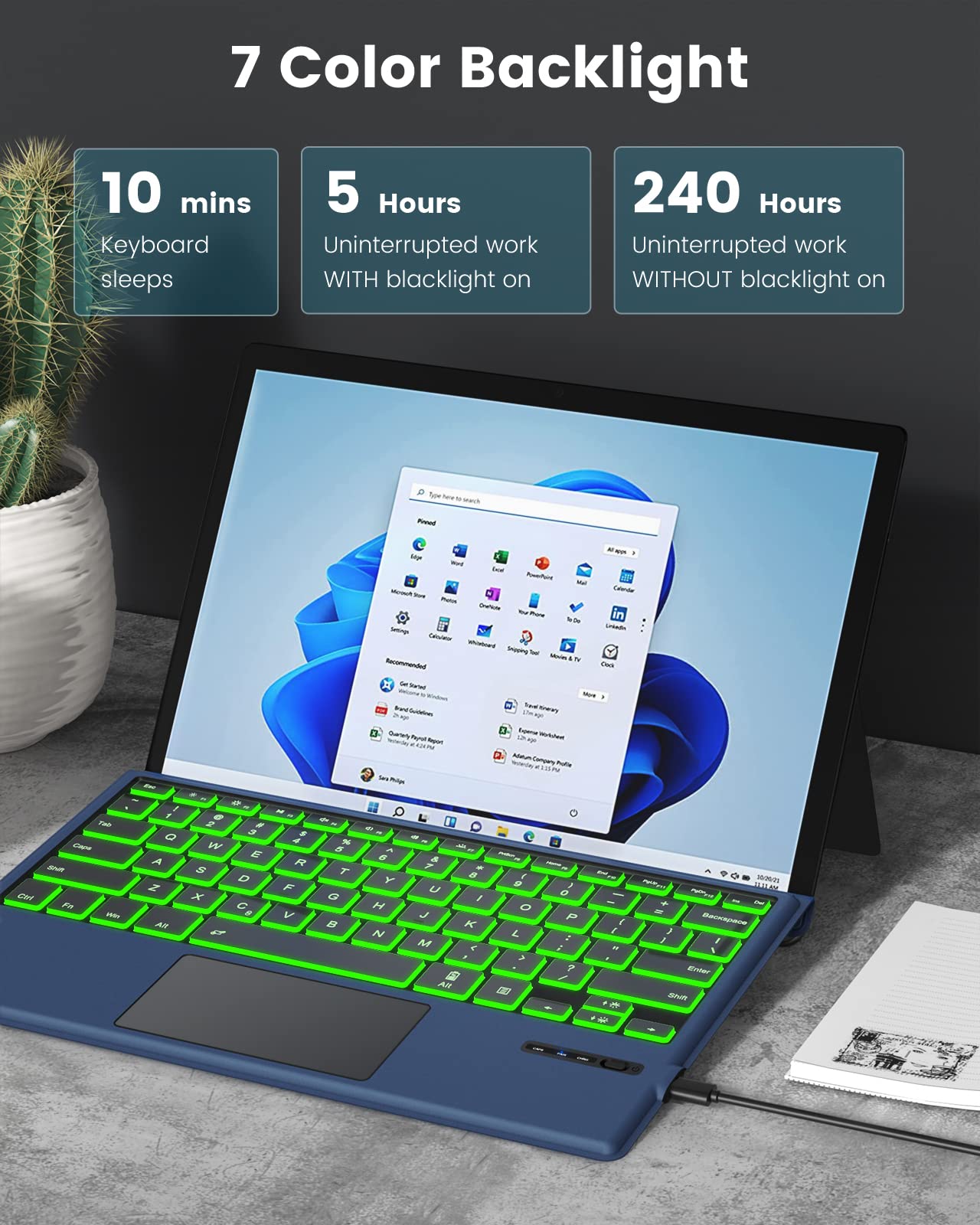 Foto 8 pulgar | Funda Tipo Teclado Tipo Moko Para Microsoft Surface Pro 7 Plus/pro 7/pro 6/pro 5/pro 4/3 - Venta Internacional.