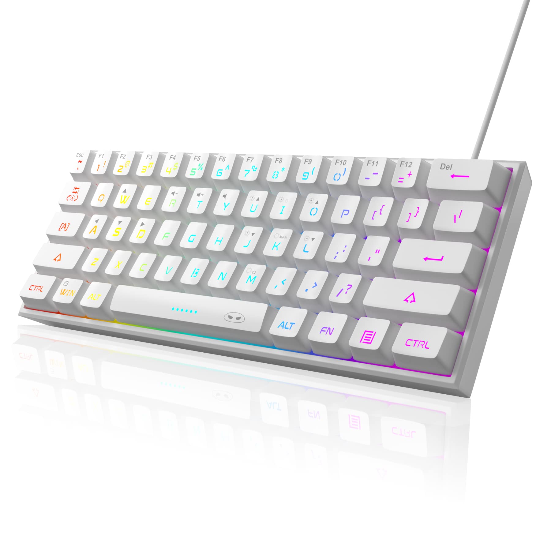 Foto 8 pulgar | Teclado Gaming Magegee Mini 60% Rgb Retroiluminado Ts91 Blanco - Venta Internacional.