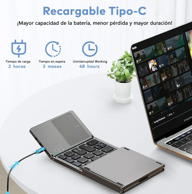 Foto 5 pulgar | Teclado Bluetooth Recargable Xtellar Ultra-portátil Plegable – Compatibilidad Total  Silencioso Y Eficiente