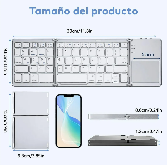 Foto 3 pulgar | Xtellar Premium Mini Teclado Bluetooth Plegable Y Portátil - Compatible Multi-dispositivo Y Recargable