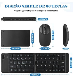 Foto 2 | Xtellar Mini Teclado Inalámbrico - Ratón Bluetooth Ultra Compacto Plegable Recargable Ultraligero En Elegante