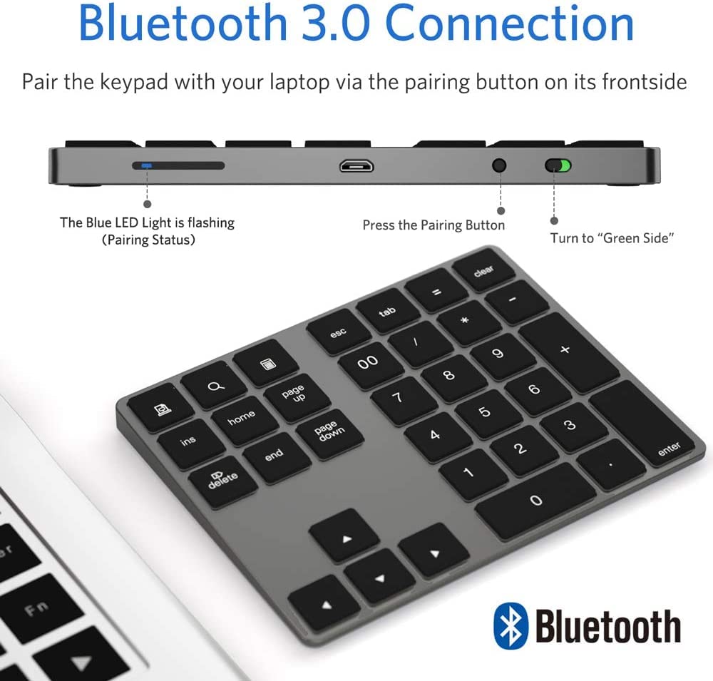 Foto 4 pulgar | Tecla Numérica Bluetooth Joyeky De Aluminio Recargable Con 34 Teclas - Venta Internacional.