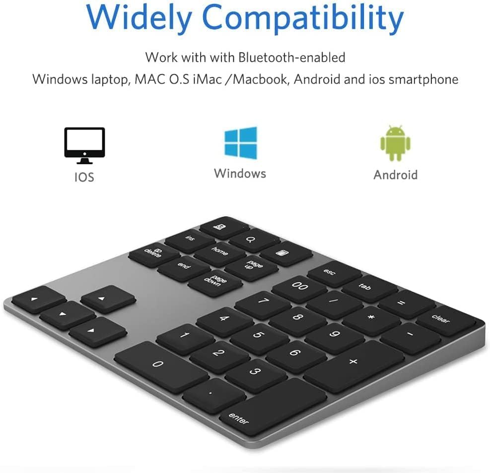 Foto 4 | Tecla Numérica Bluetooth Joyeky De Aluminio Recargable Con 34 Teclas - Venta Internacional.