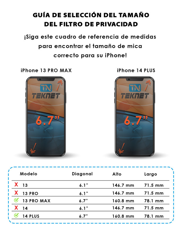 Foto 4 pulgar | Protector de Pantalla de Privacidad Teknet para Iphone 13 Pro Max