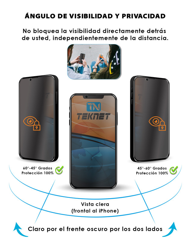 Foto 5 pulgar | Protector de Pantalla de Privacidad Teknet para Iphone 13 Pro Max