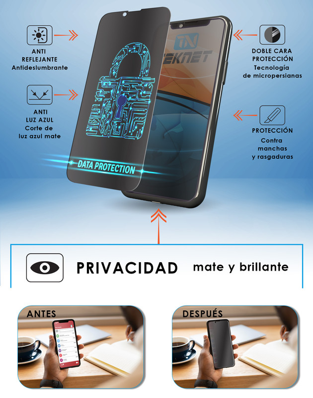 Foto 5 | Protector de Pantalla Teknet Privacidad para Iphone 14