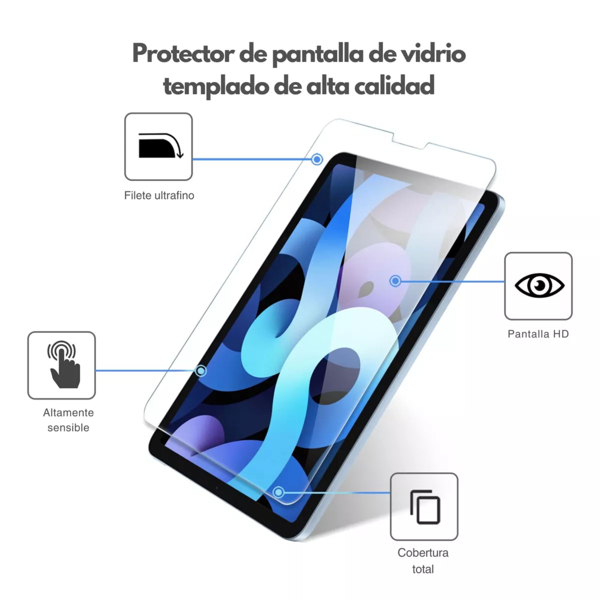 Foto 4 pulgar | Mica De Cristal Templado Protector De Pantalla Para Ipad Pro 12.9