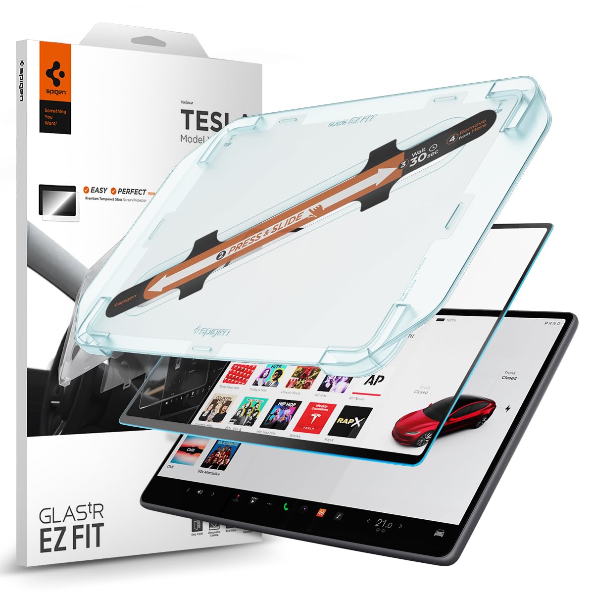 Protector De Pantalla Spigen Glastr Ez Fit Para Tesla Model 3 - Venta Internacional.