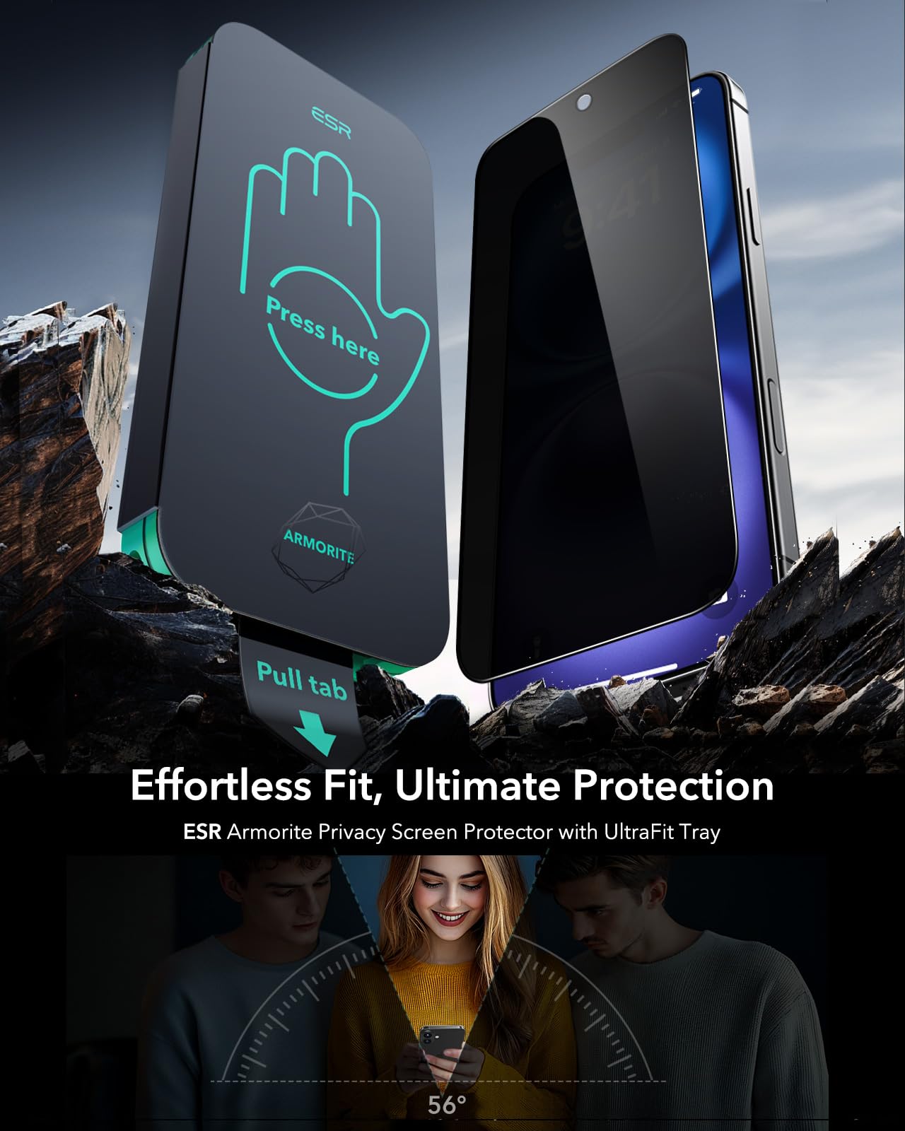 Foto 3 pulgar | Protector De Pantalla Esr 9h+ Glass Para Iphone 16/15 Con Privacidad - Venta Internacional.
