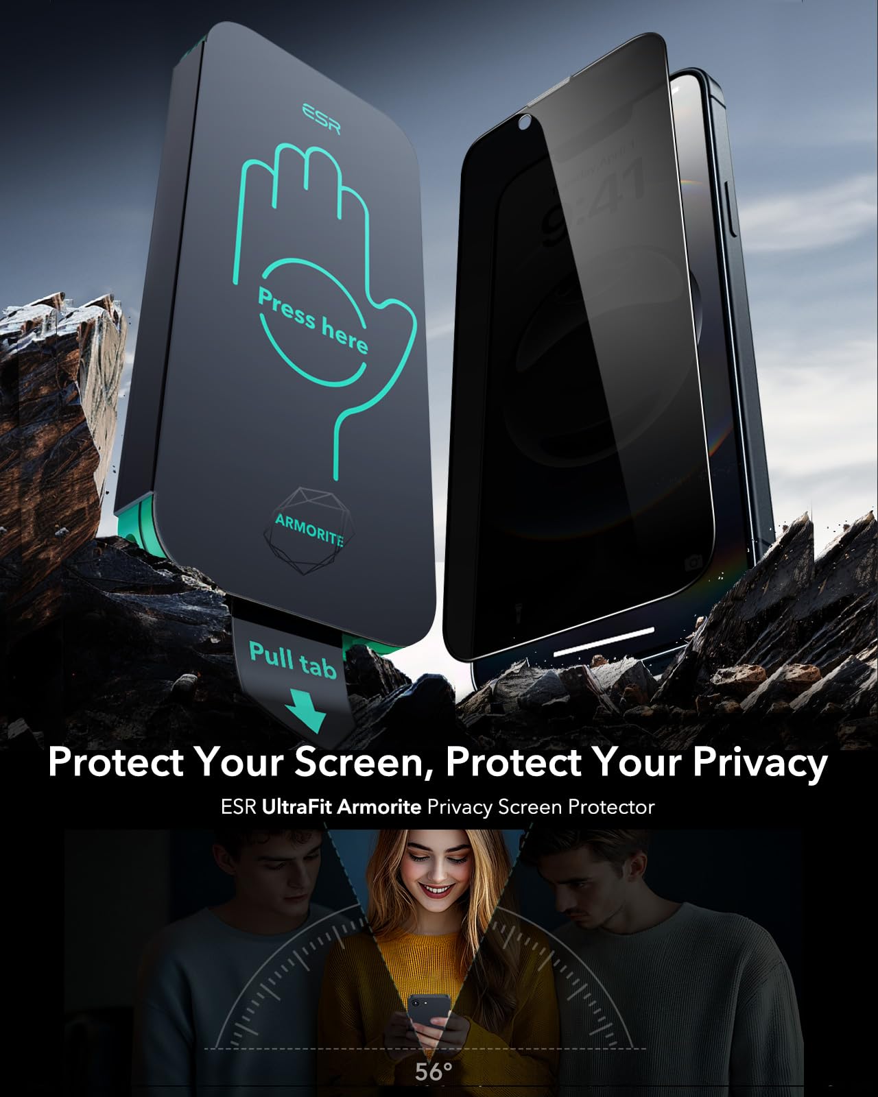 Foto 3 pulgar | Protector De Pantalla Esr 9h+ Glass Para Iphone 16e/14/13/13 Pro - Venta Internacional.