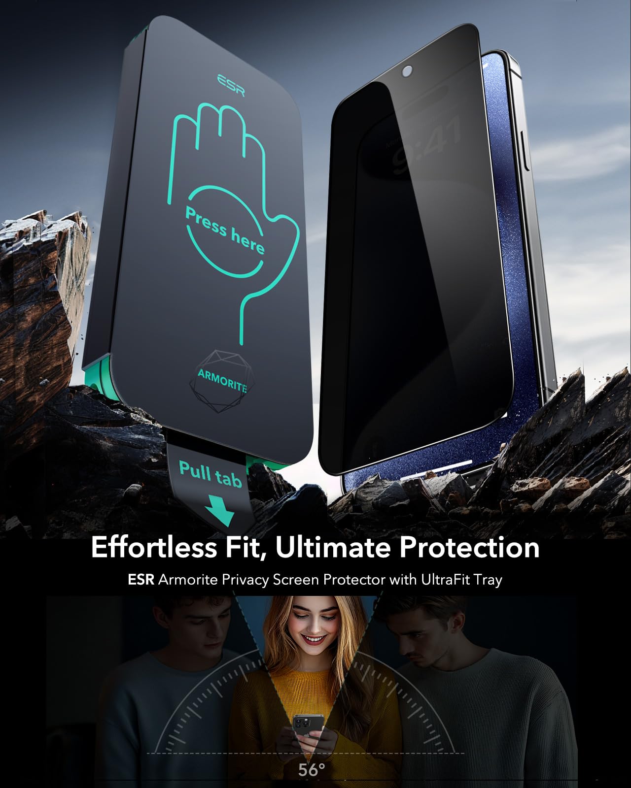 Foto 3 pulgar | Protector De Pantalla Esr Glass 9h+ Para Iphone 15 Pro Max, Paquete De 3 - Venta Internacional.