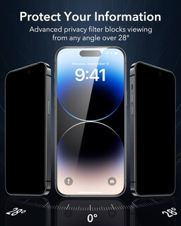 Foto 3 | Protector De Pantalla Esr Glass 9h+ Para Iphone 14 Pro Privacy, Paquete De 3 - Venta Internacional.