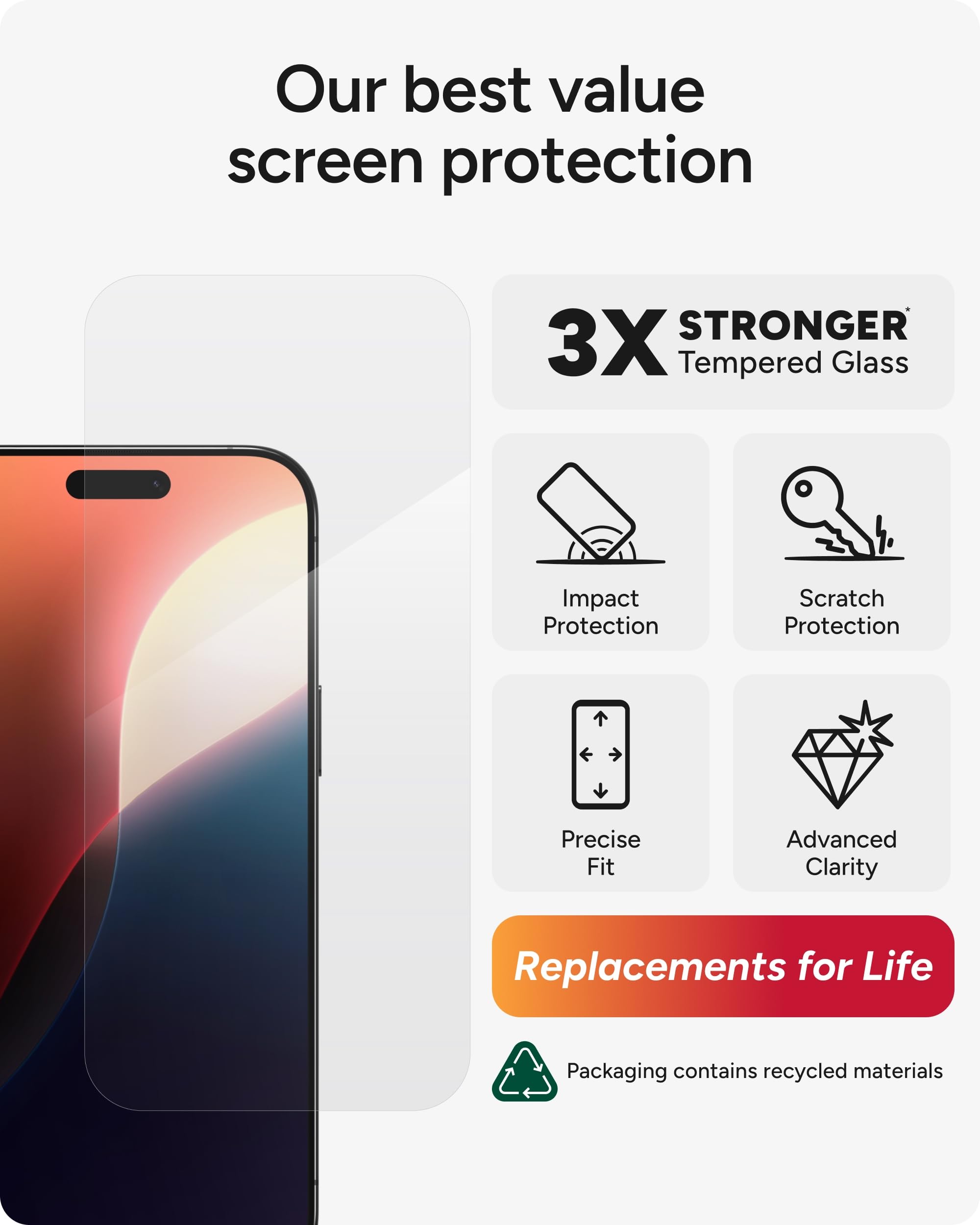 Foto 3 | Protector De Pantalla Zagg Glass+ Para Iphone 16 Pro - Venta Internacional.