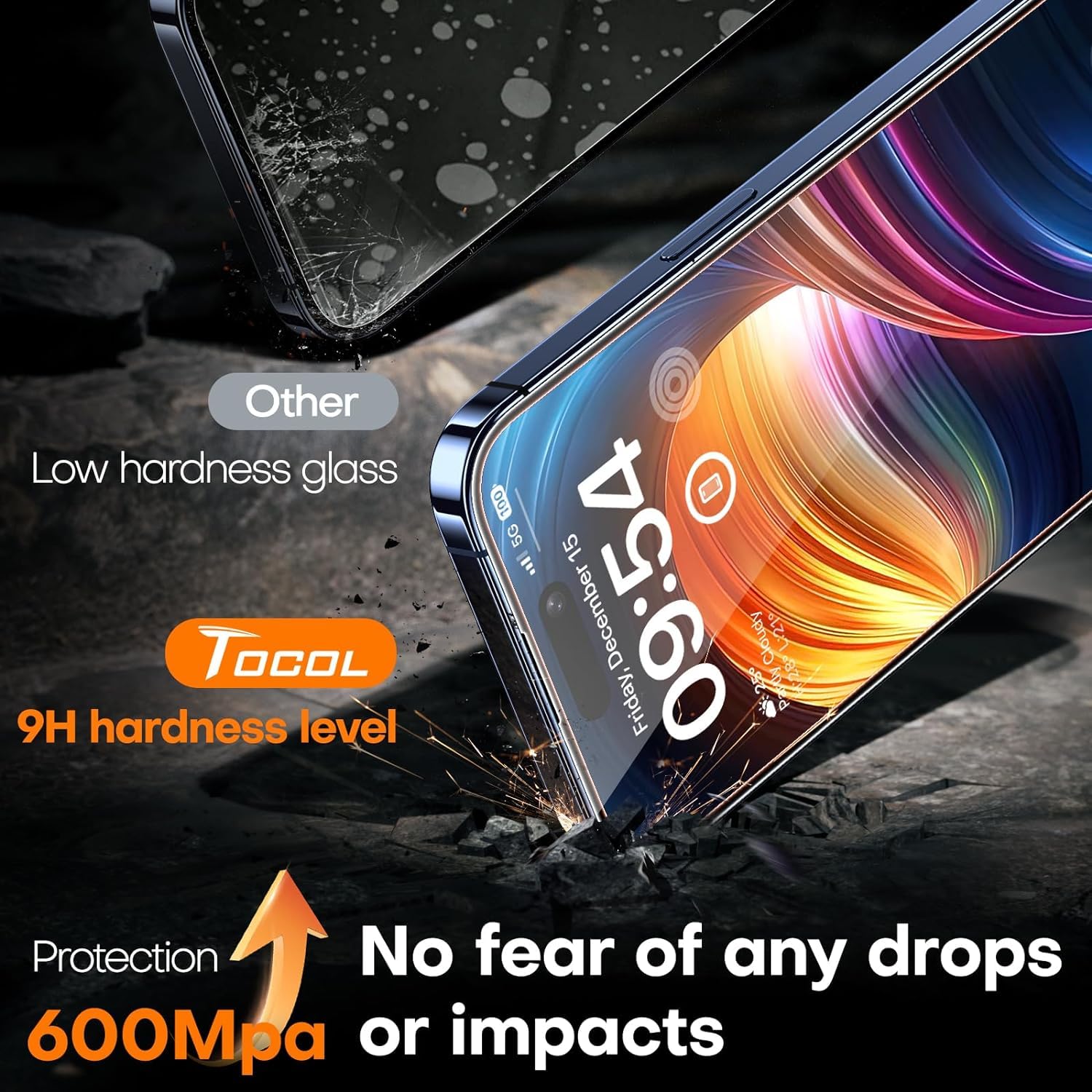 Foto 4 | Protector De Pantalla Tocol Para Iphone 15 Pro De Cristal Templado - Venta Internacional.