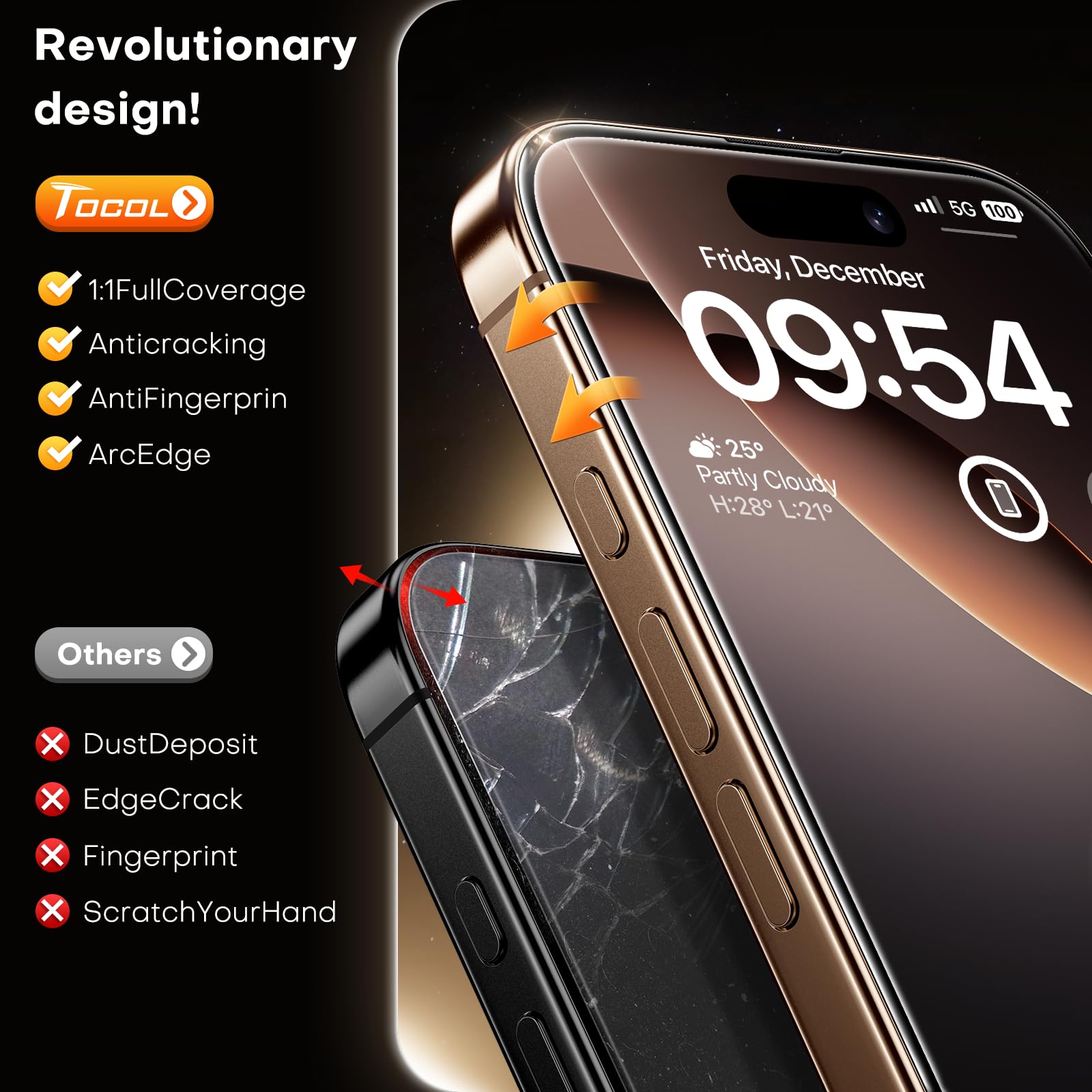 Foto 3 | Protector De Pantalla Tocol Para Iphone 16 Pro Max 6.9'', Paquete De 2 - Venta Internacional.