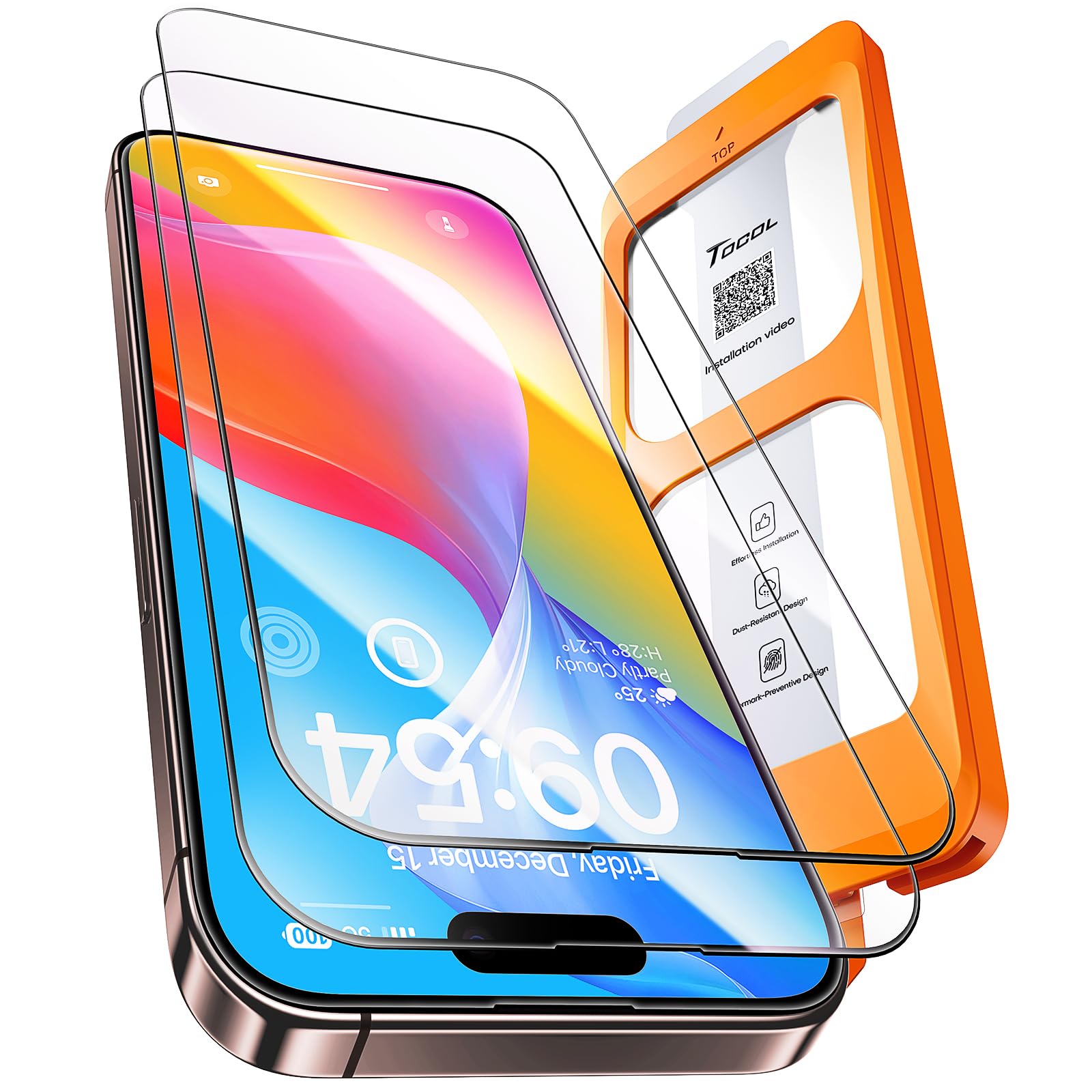 Foto 2 pulgar | Protector De Pantalla Tocol Para Iphone 16 Plus/iphone 15 Plus - Venta Internacional.
