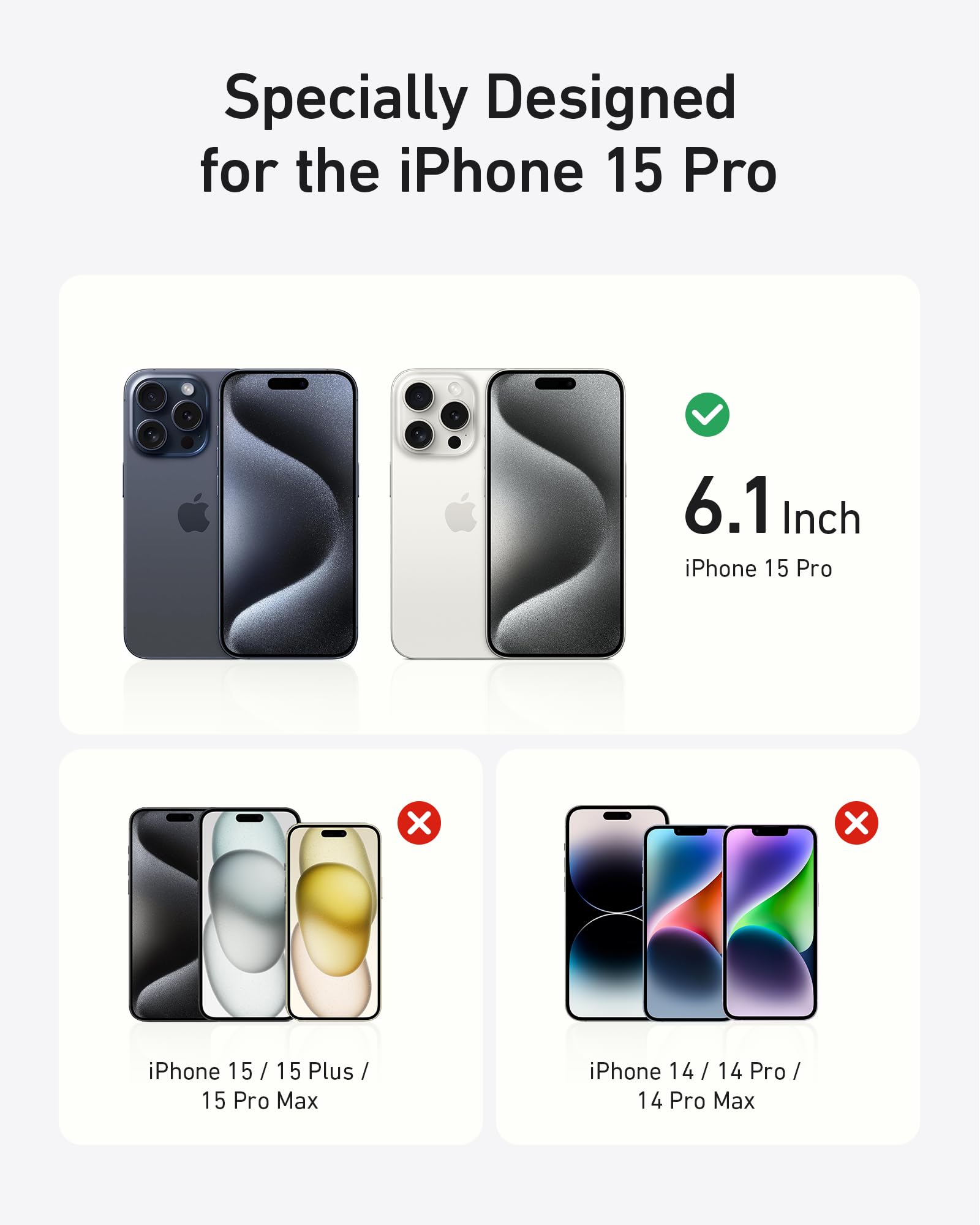 Foto 8 pulgar | Protector De Pantalla Anker Para Iphone 15 Pro Hd De Cristal Templado - Venta Internacional.