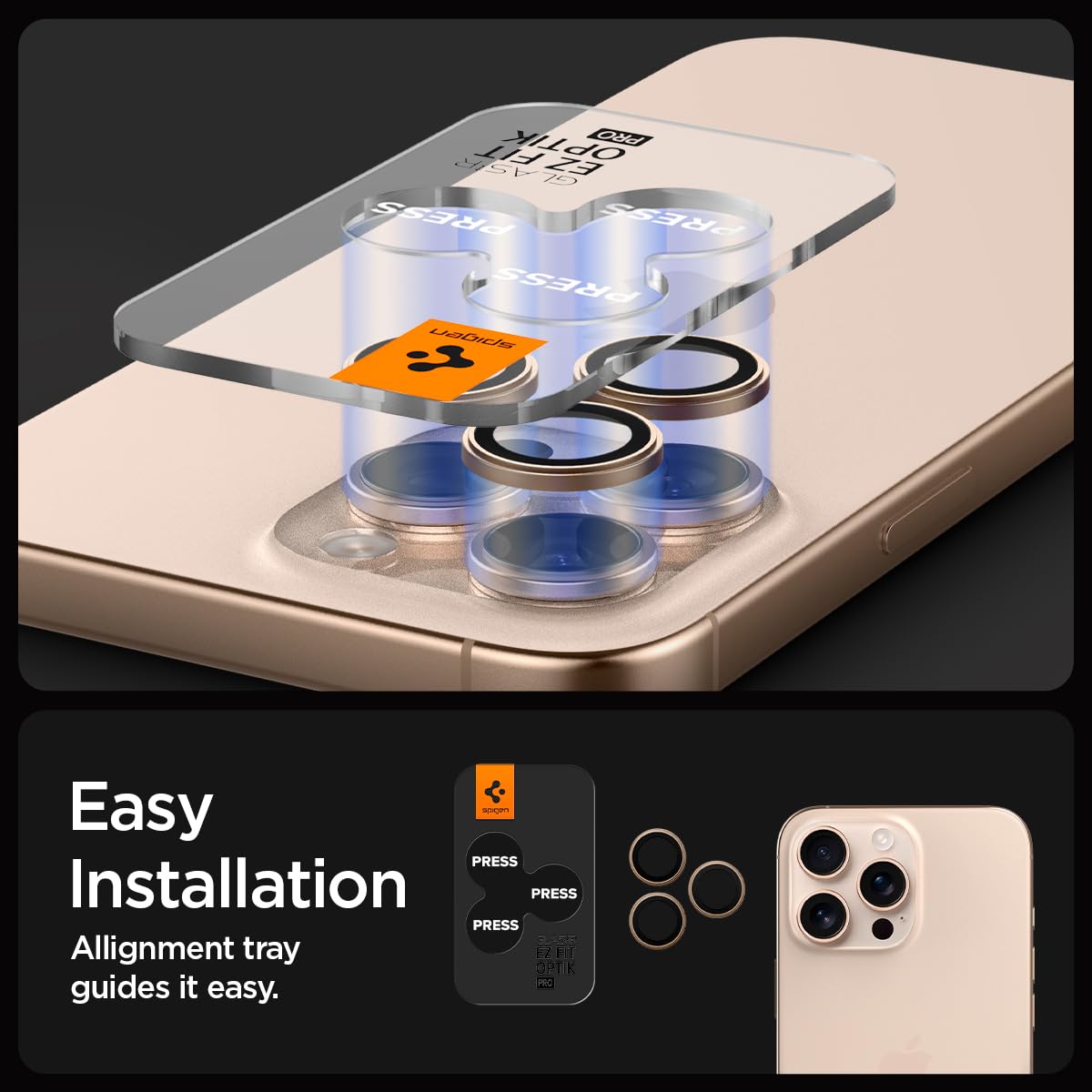 Foto 4 | Protector De Pantalla Para Lente De Cámara Spigen Glastr Ez Fit Para Iphone 16 Pro Max/iphone 16 Pro - Venta Interna