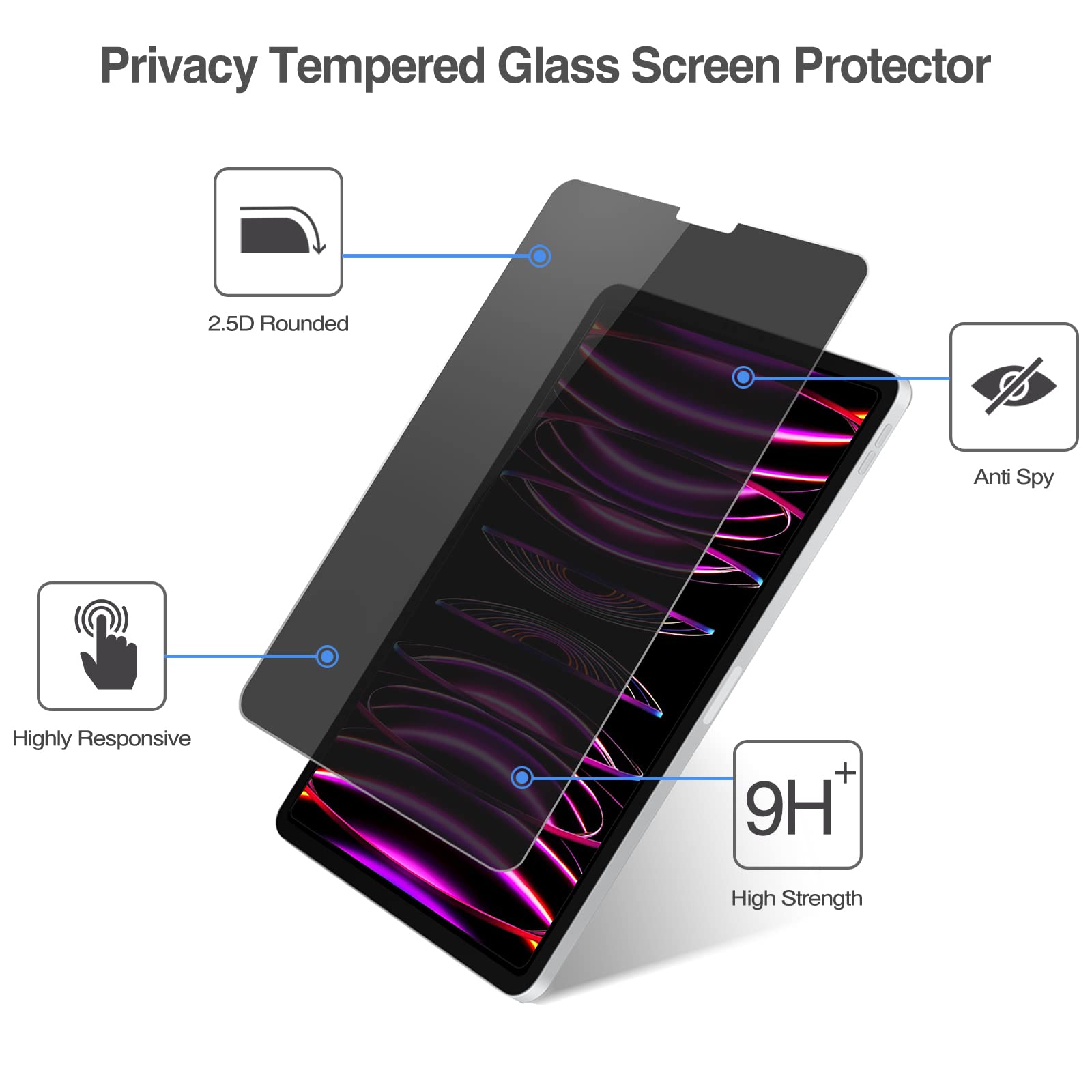 Foto 6 pulgar | Protector De Pantalla De Privacidad Procase Para Ipad Pro 12.9 6.ª Generación - Venta Internacional.