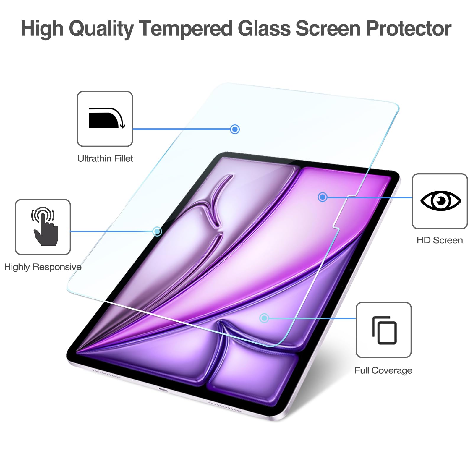 Foto 5 pulgar | Protector De Pantalla Con Lente De Cámara Para Ipad Air 13 2024, Color Morado - Venta Internacional.