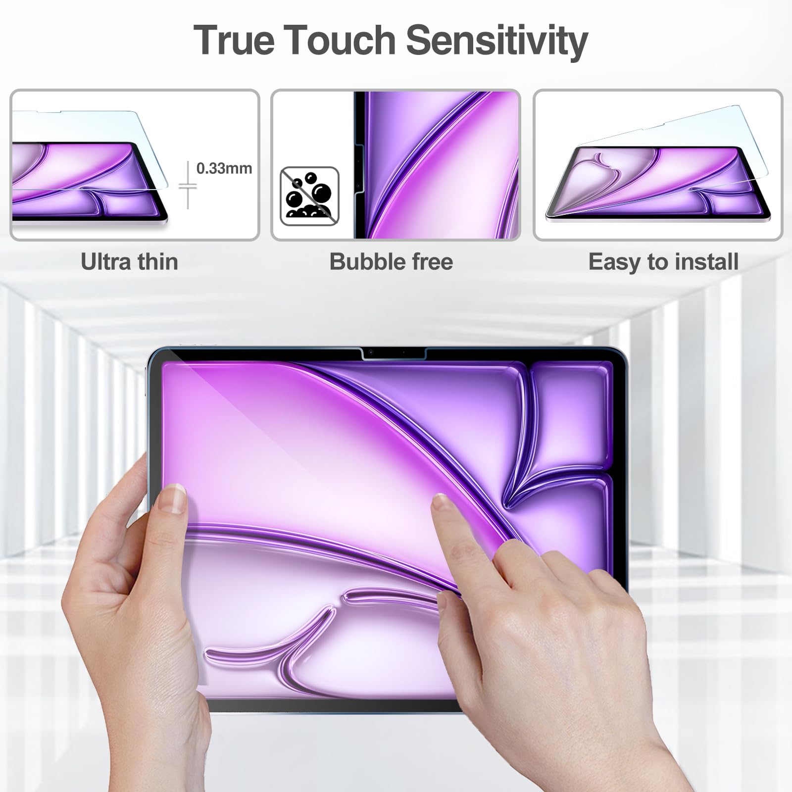 Foto 7 pulgar | Protector De Pantalla Con Lente De Cámara Para Ipad Air 13 2024, Color Morado - Venta Internacional.