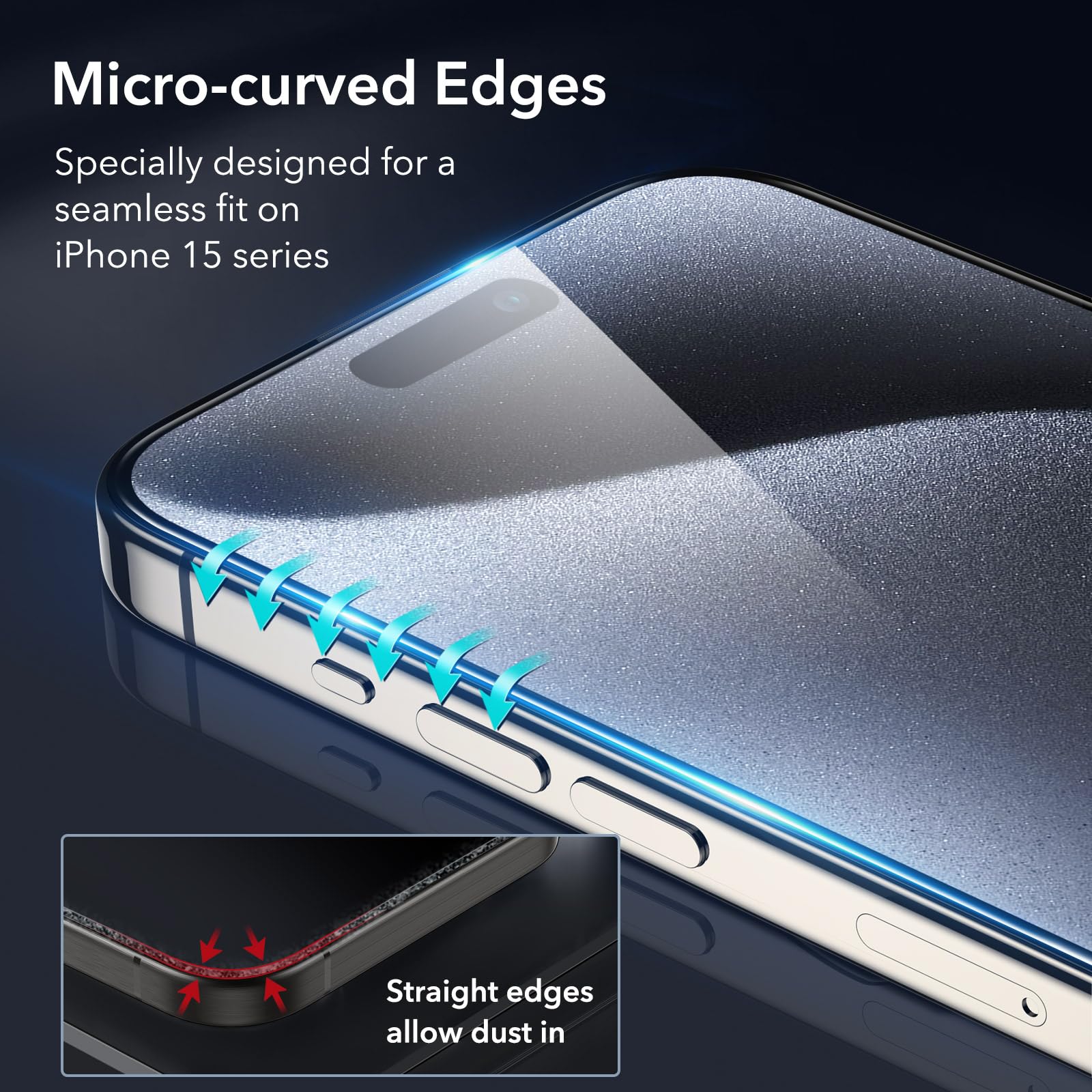 Foto 5 pulgar | Protector De Pantalla Esr Para Iphone 15 Pro [9h] [cobertura Total] - Venta Internacional.