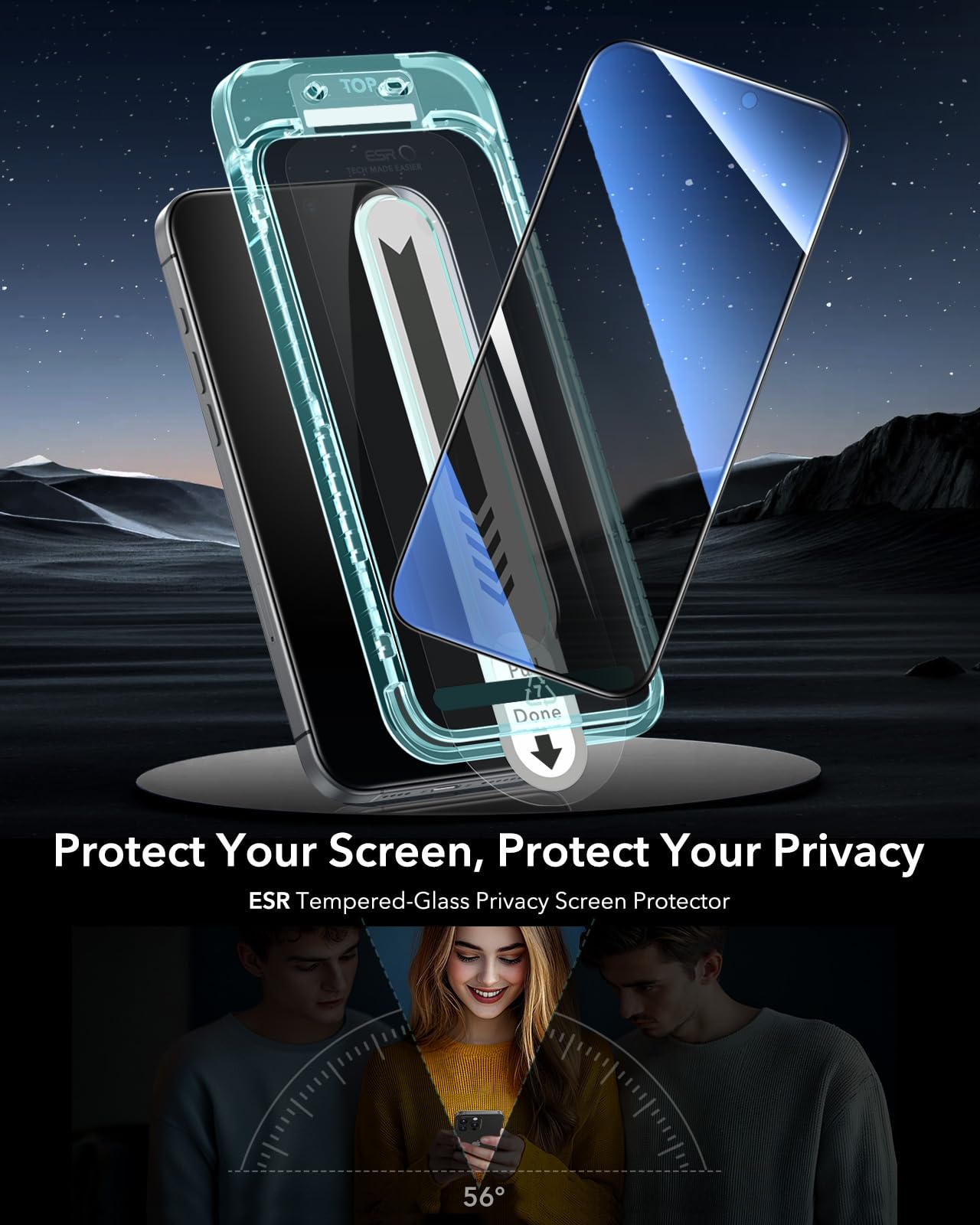 Foto 3 pulgar | Protector De Pantalla De Privacidad Esr Para Iphone 16/15 (paquete De 3) - Venta Internacional.