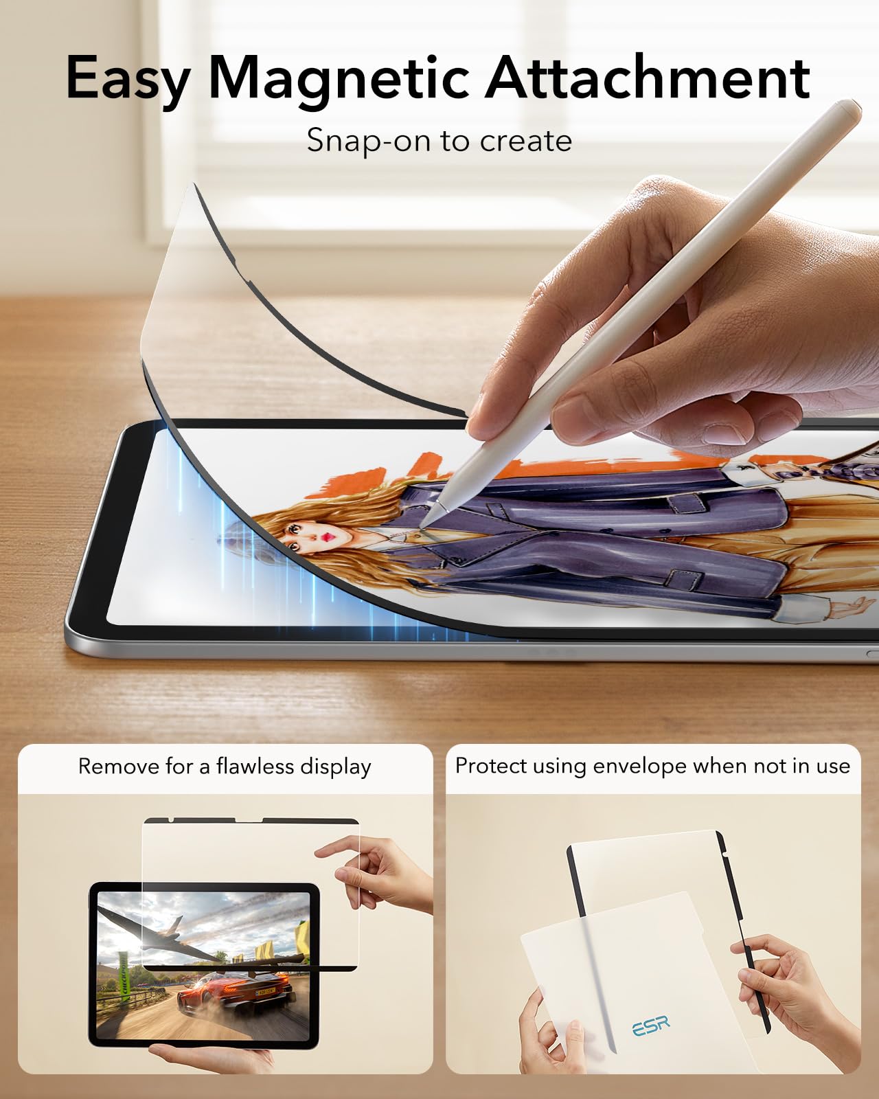 Foto 5 pulgar | Protector De Pantalla Esr Paper-feel Magnetic Para Ipad 11/10.9 Pulgadas - Venta Internacional.